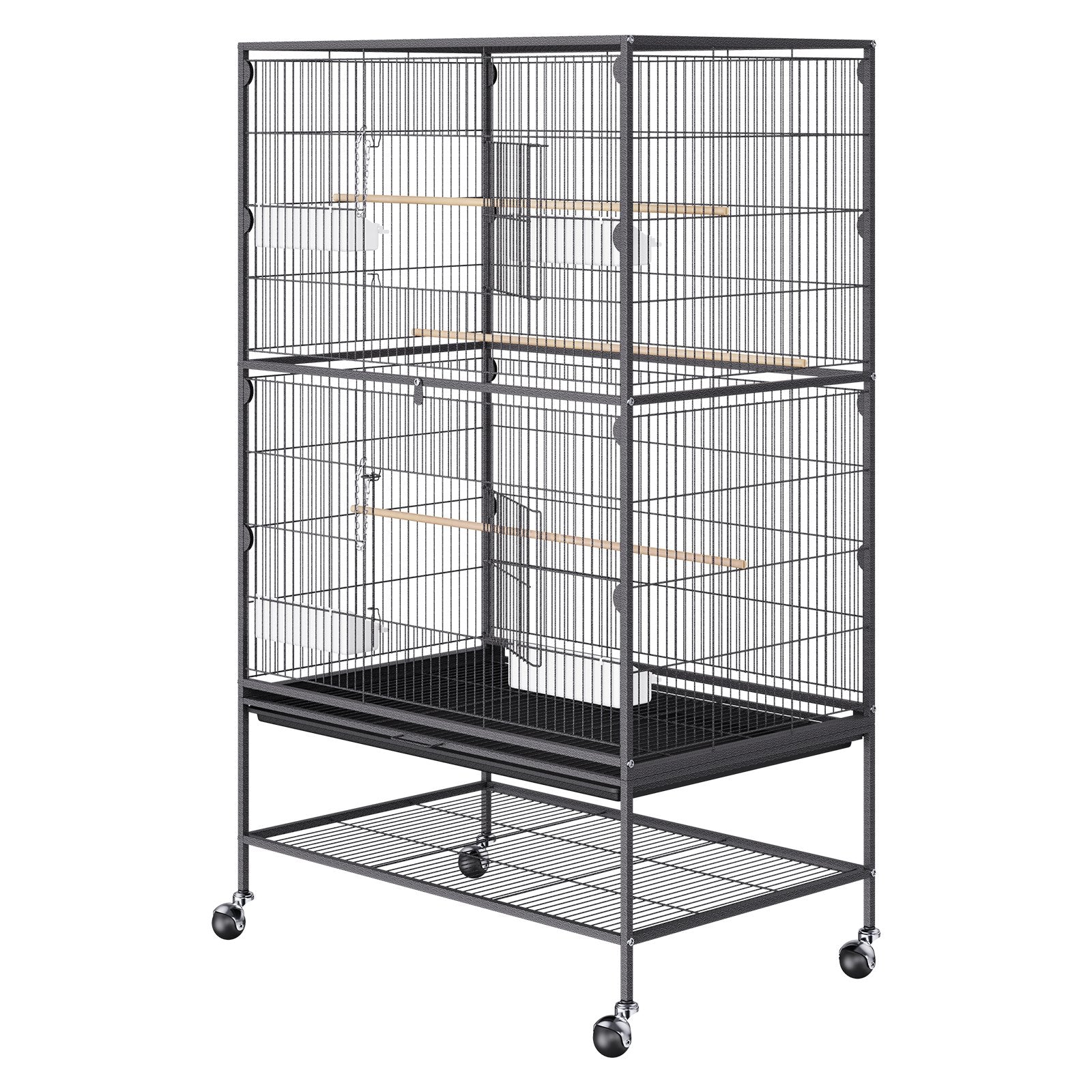 VEVOR 52 inch Standing Large Bird Cage, Carbon Steel Flight Bird Cage for Parakeets, Cockatiels, Parrots, Macaw with Rolling Stand and Tray
