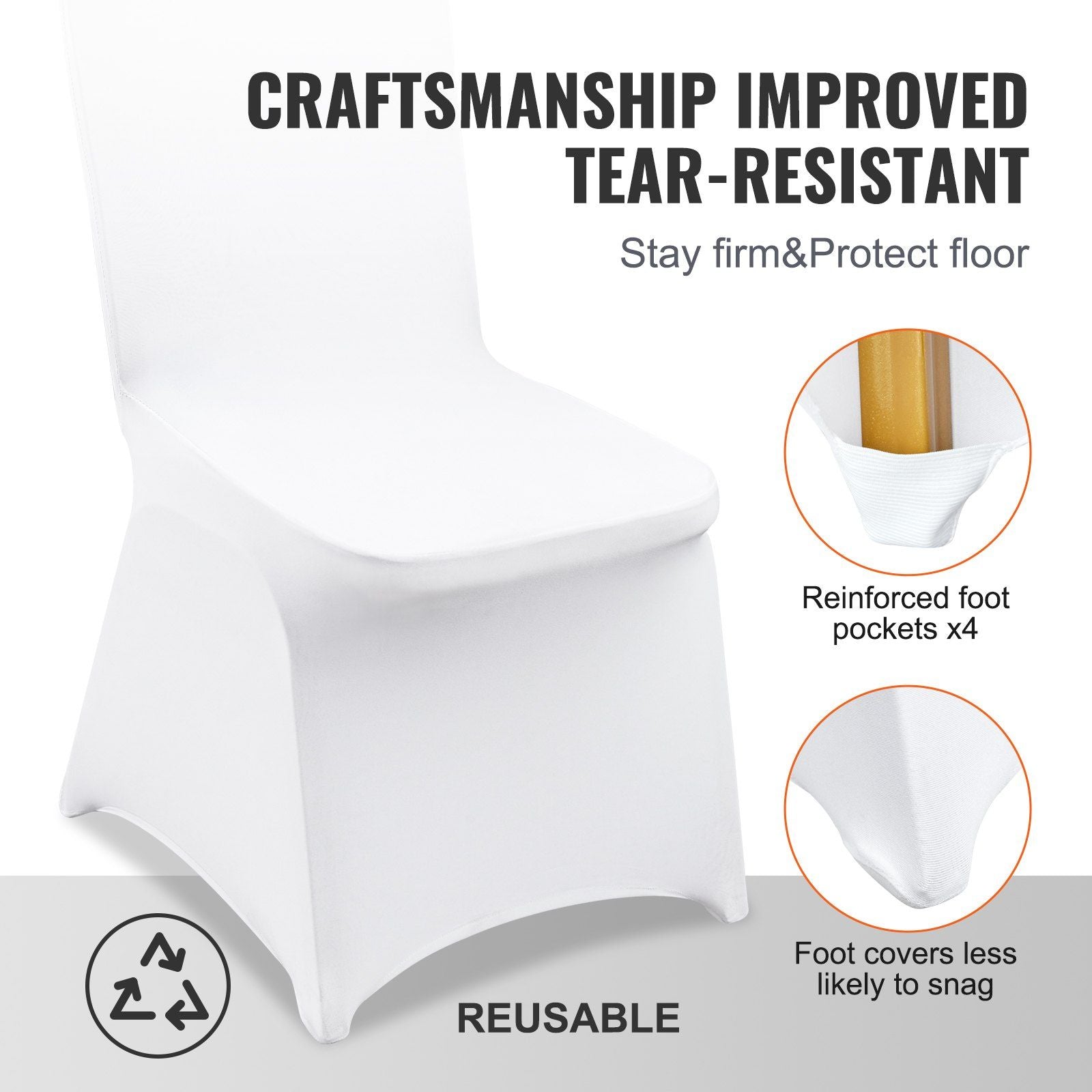 Stretch Spandex Folding Chair Covers, Universal Fitted Chair Cover, Removable Washable Protective Slipcovers, for Wedding, Holiday, Banquet, Party, Celebration, Dining (12PCS White)
