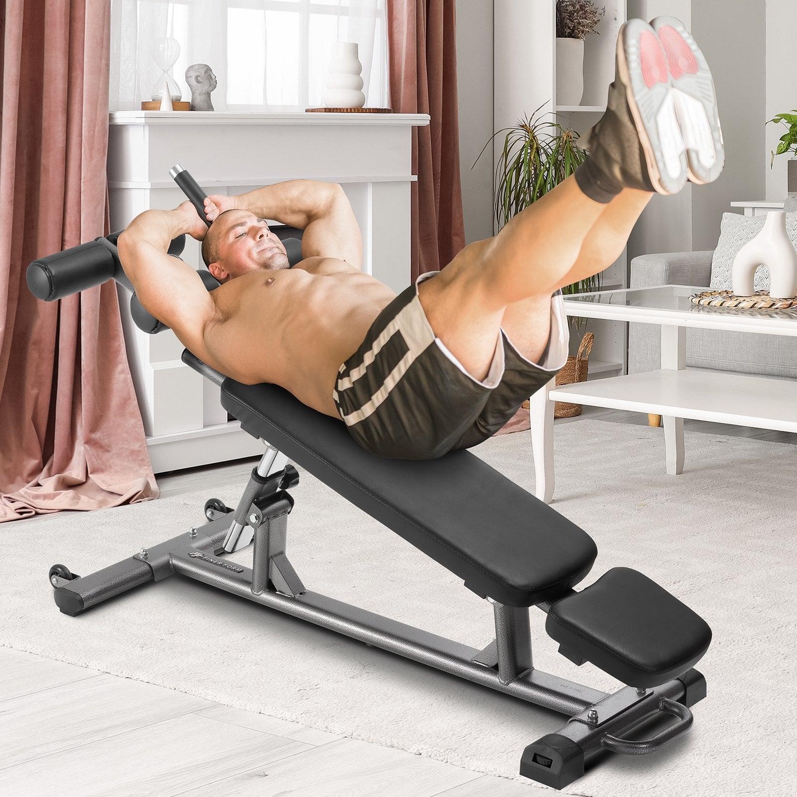 VEVOR Sit Up Bench, Decline Ab Bench with Reverse Crunch Handle, with 4 Adjustable Height Settings, Heavy Duty Steel, 454 kg Capacity, for Home Gym Workouts, Strength Training, Full Body Muscles