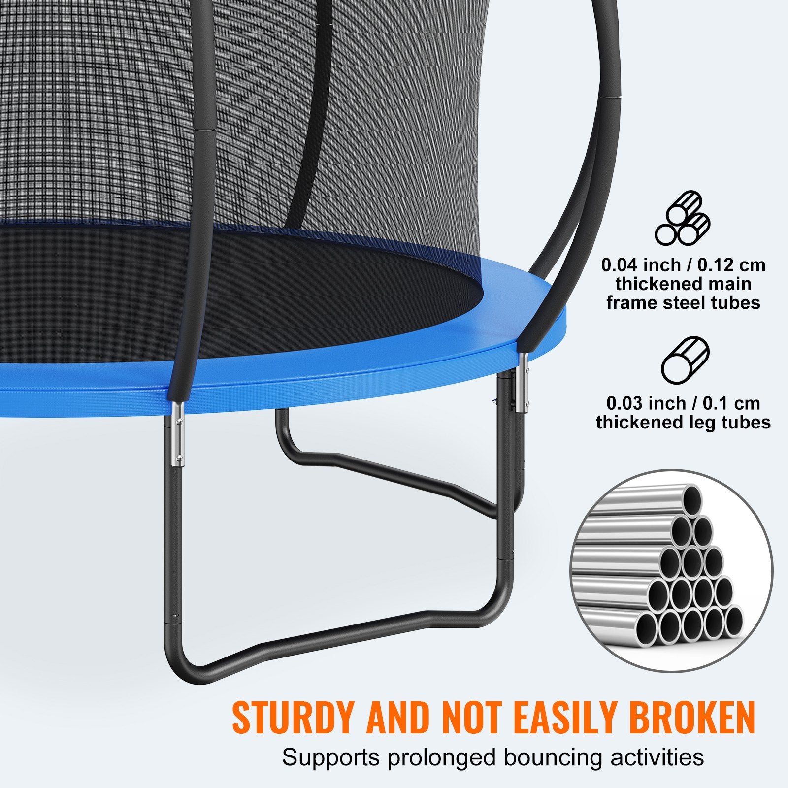 VEVOR 3.66m Trampoline, 181 kg Trampoline with Enclosure Net, Ladder, and Curved Pole, Heavy Duty Trampoline with Jumping Mat and Spring Cover Padding, Outdoor Recreational Trampolines for Kids Adults