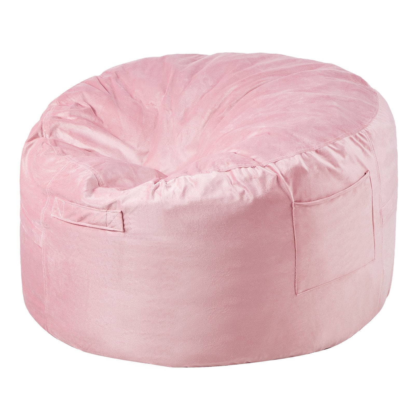 VEVOR 91 cm Round Bean Bag Chair with Removable Cover & Dutch Velvet Pink
