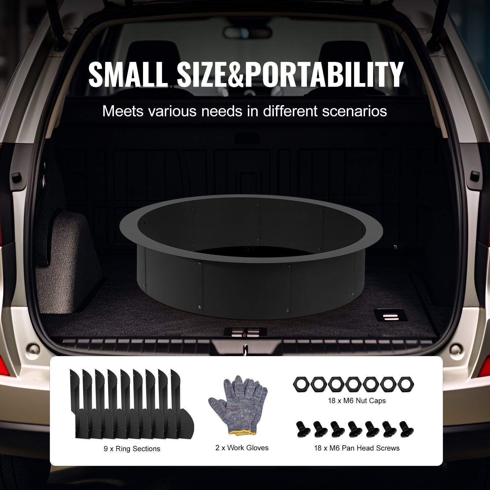 Fire Pit Ring, 44-Inch Outer/39-Inch Inner Diameter, 10inch Height 2.5mm Thick Fire Pit Insert, Heavy Duty Carbon Steel Liner DIY Campfire Ring above or In-Ground, for Outdoor Camping, Bonfires