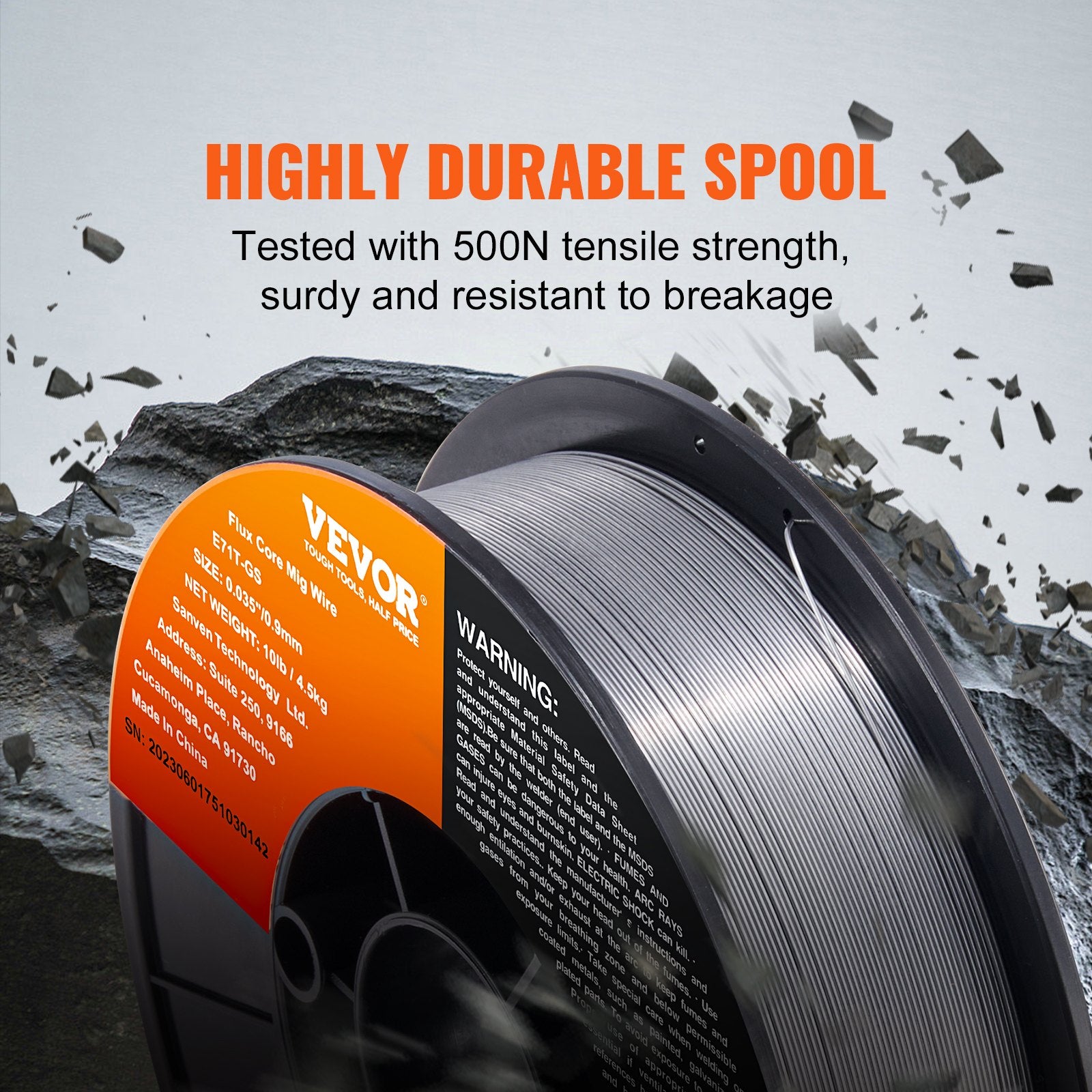 VEVOR Flux Core MIG Welding Wire E71T-GS 0.035" 10LB Gasless Mild Steel MIG Wire
