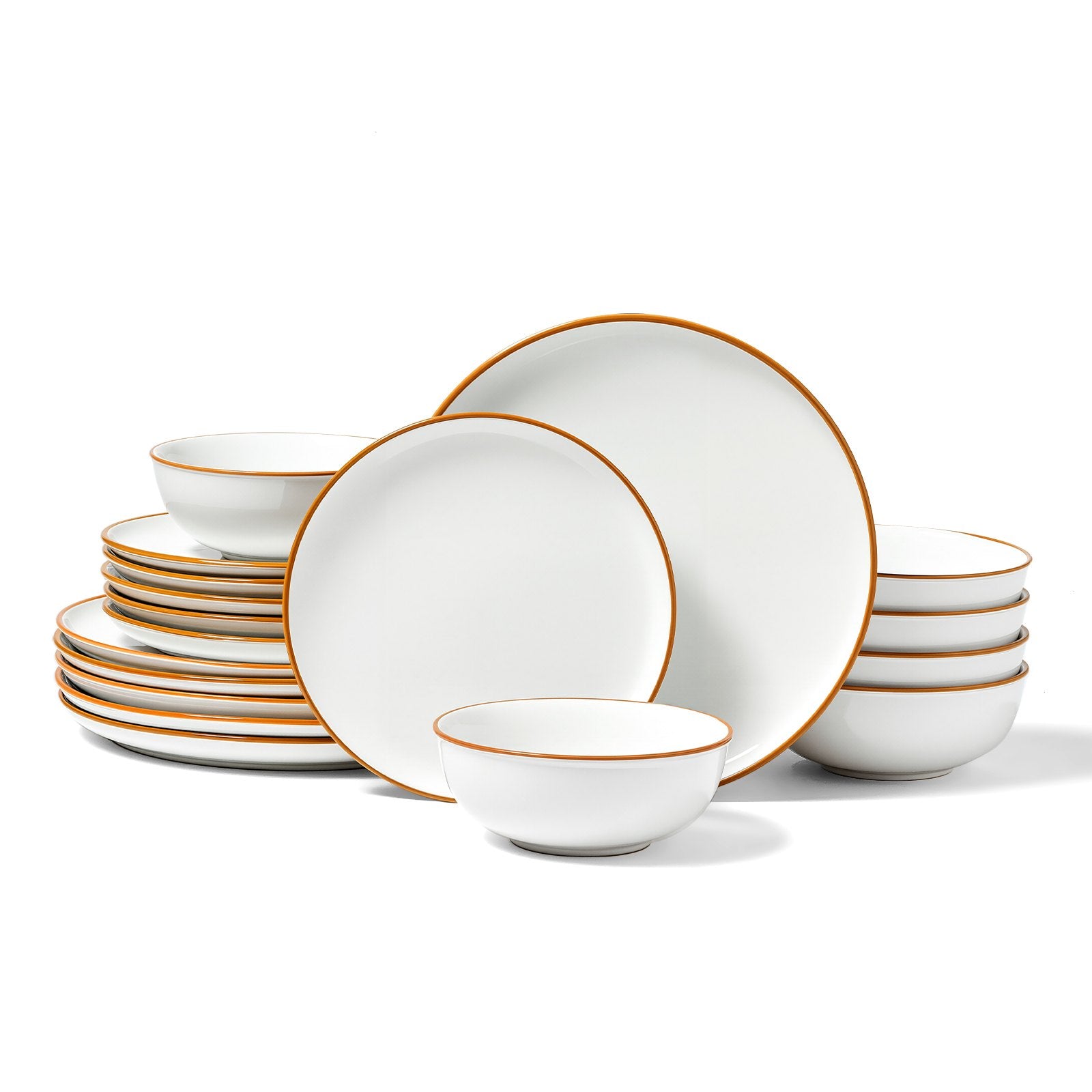 VEVOR 18 PCS Dinnerware Set Ceramic Plates and Bowls Sets Service for 6 White