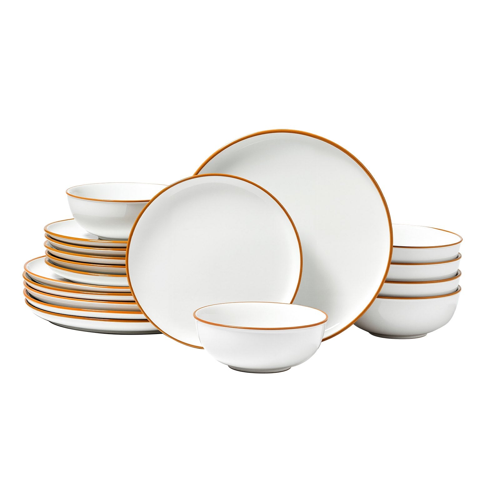 VEVOR 18 PCS Dinnerware Set Ceramic Plates and Bowls Sets Service for 6 White
