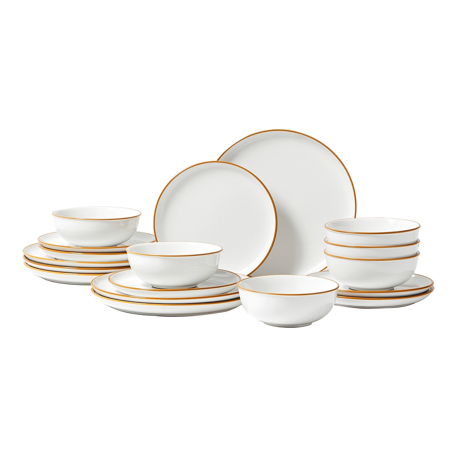 VEVOR 18 PCS Dinnerware Set Ceramic Plates and Bowls Sets Service for 6 White