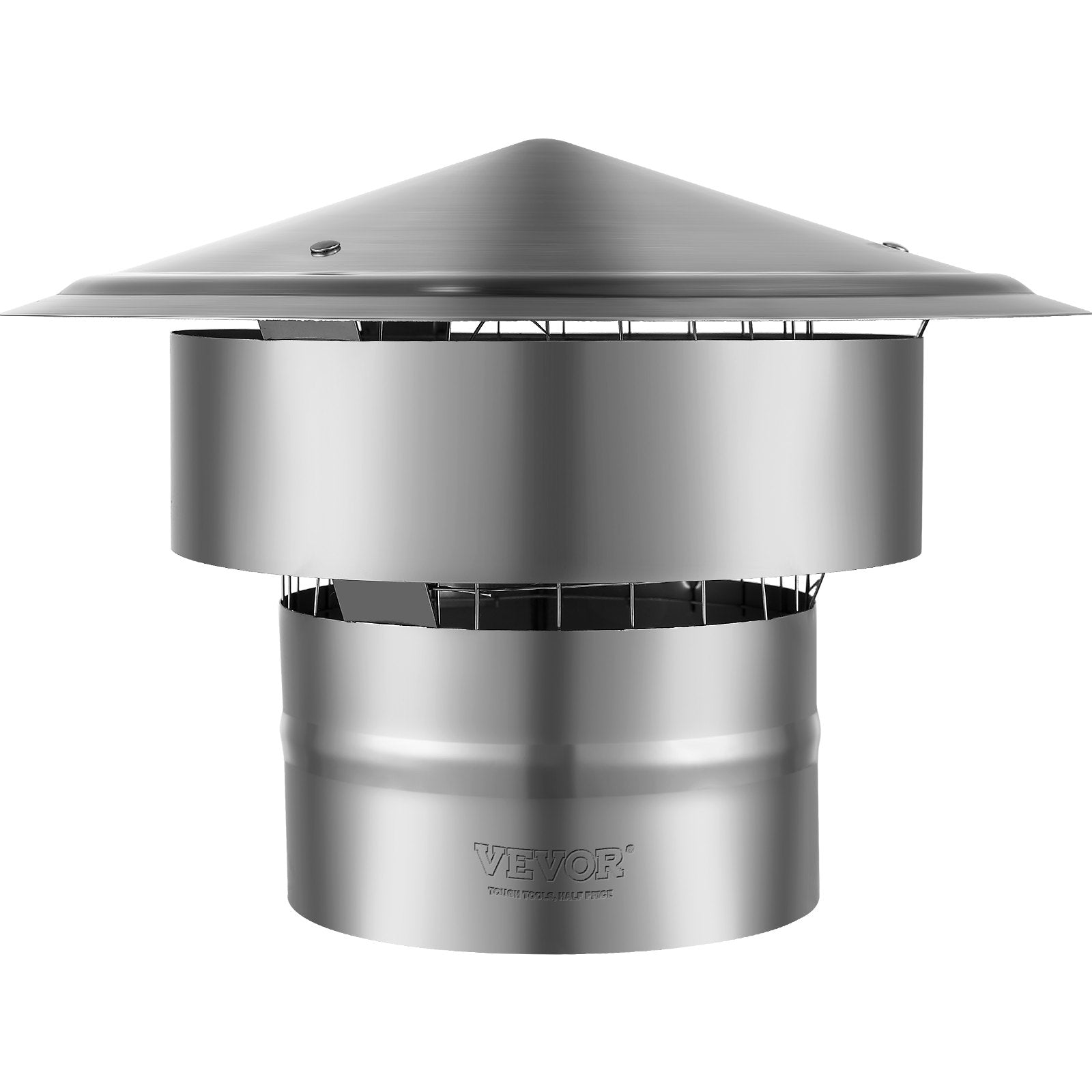 VEVOR Chimney Cap 6-inch 304 Stainless Steel Round Roof Rain Cap Cover Silver