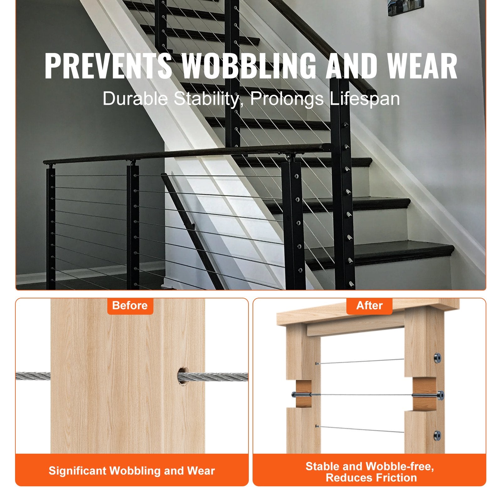 VEVOR 40 Pack Invisible Cable Railing kit, T316 Stainless Steel 3.2mm Invisible Receiver and Swage Stud End for Cable Railing, Swage Tensioner 3.2mm for Wood/Metal Post, Cable Railing Hardware, Black