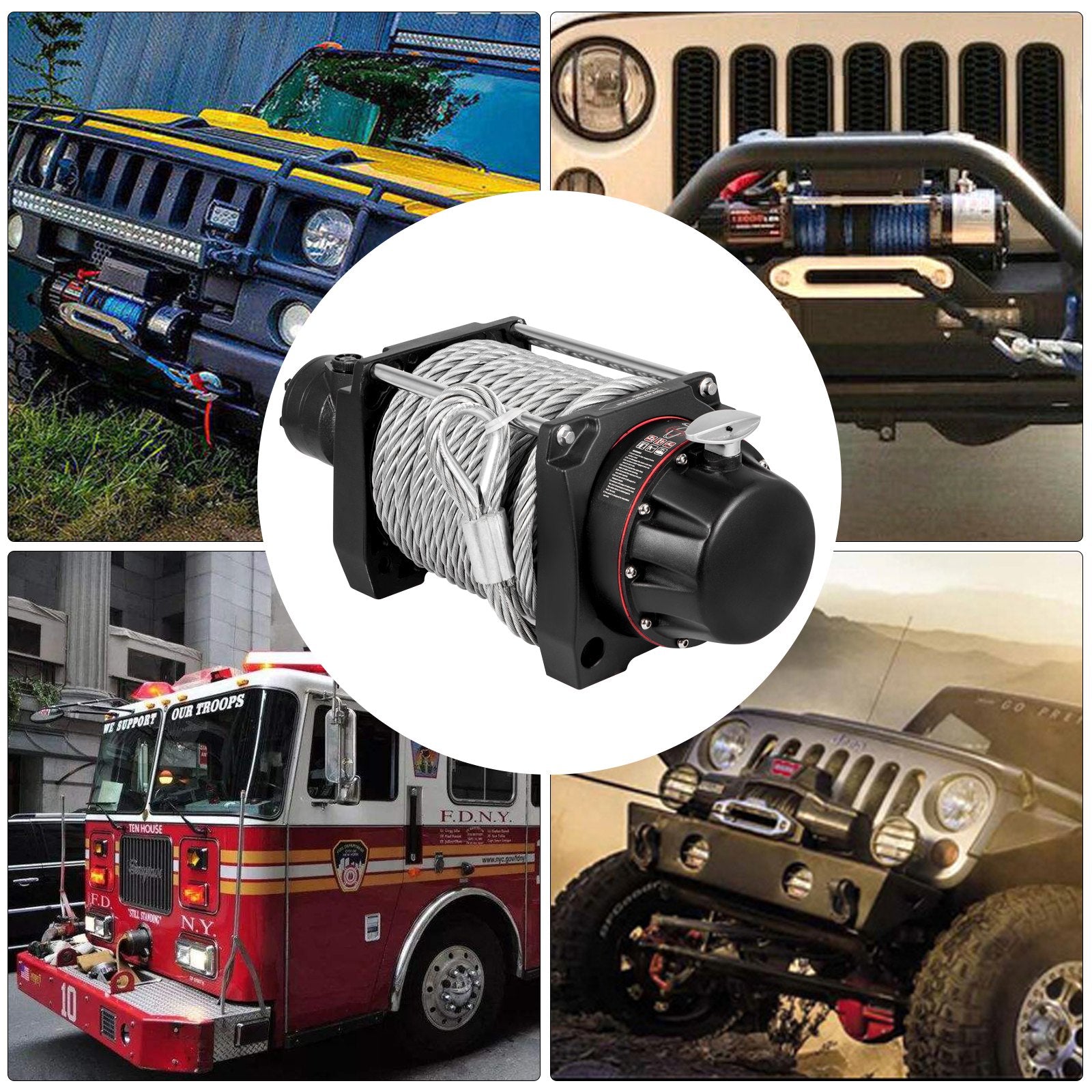 VEVOR Industrial Hydraulic Winch 9071kg, Hydraulic Anchor Winch with 24m Strong Steel Cable, Hydraulic Drive Winch Adapter Kit, Utility Winch with Mechanical Lock for Tacoma Yukon Hummer, etc.