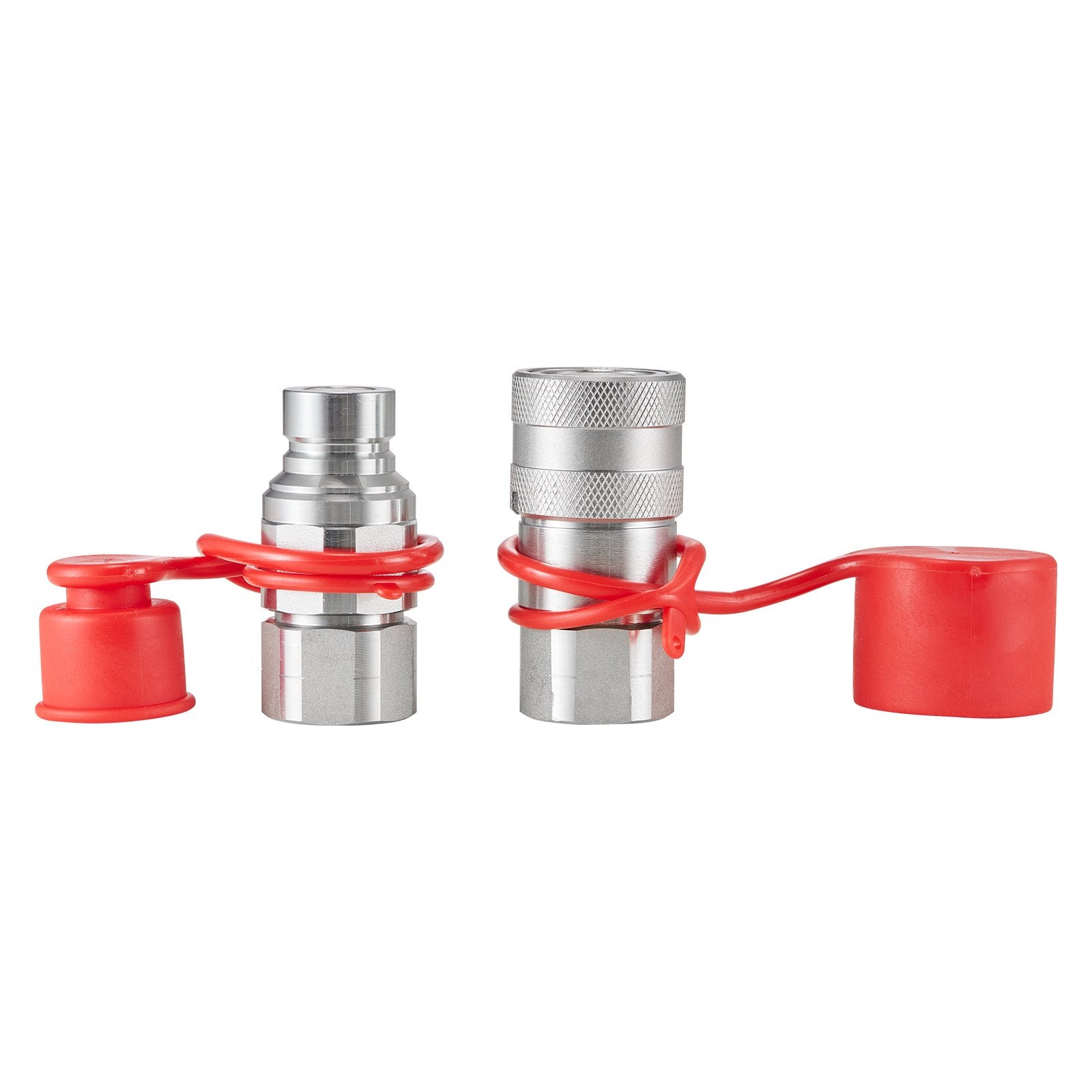 VEVOR 1/2" Flat Face Hydraulic Couplers 1/2" NPT Skid Steer Couplers 2 Dust Caps