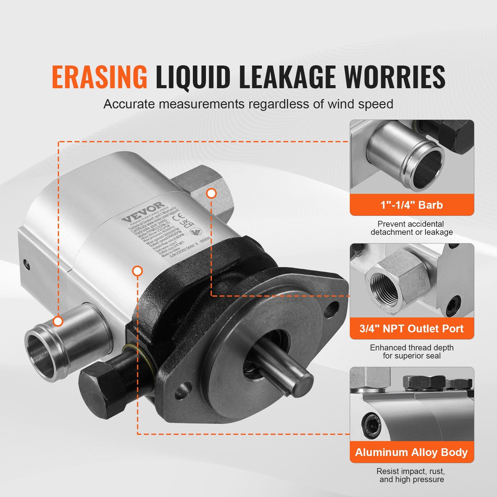 VEVOR Hydraulic Log Splitter Pump, 22GPM, 2 Stage 4000PSI Wood Log Splitter Pump, 1'' Inlet 3/4'' NPT Outlet 3600 RPM Aluminum Hydraulic Gear Pump, for Small Engine Mounting Log Splitters Snowplow