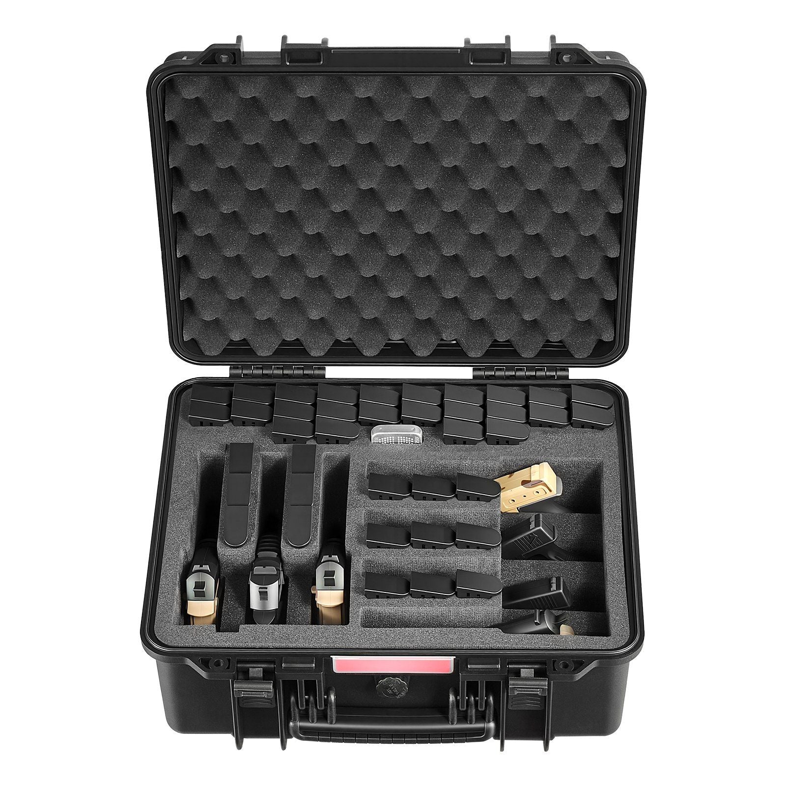 Hard Pistol Case, Heavy Duty Hard Gun Case with XPE Foam Lining, Waterproof Pistol Storage Box with Customizable Interior & Handle for Gun, Lenses, Camera, Gear, TSA Compliant, 491x434x211 mm