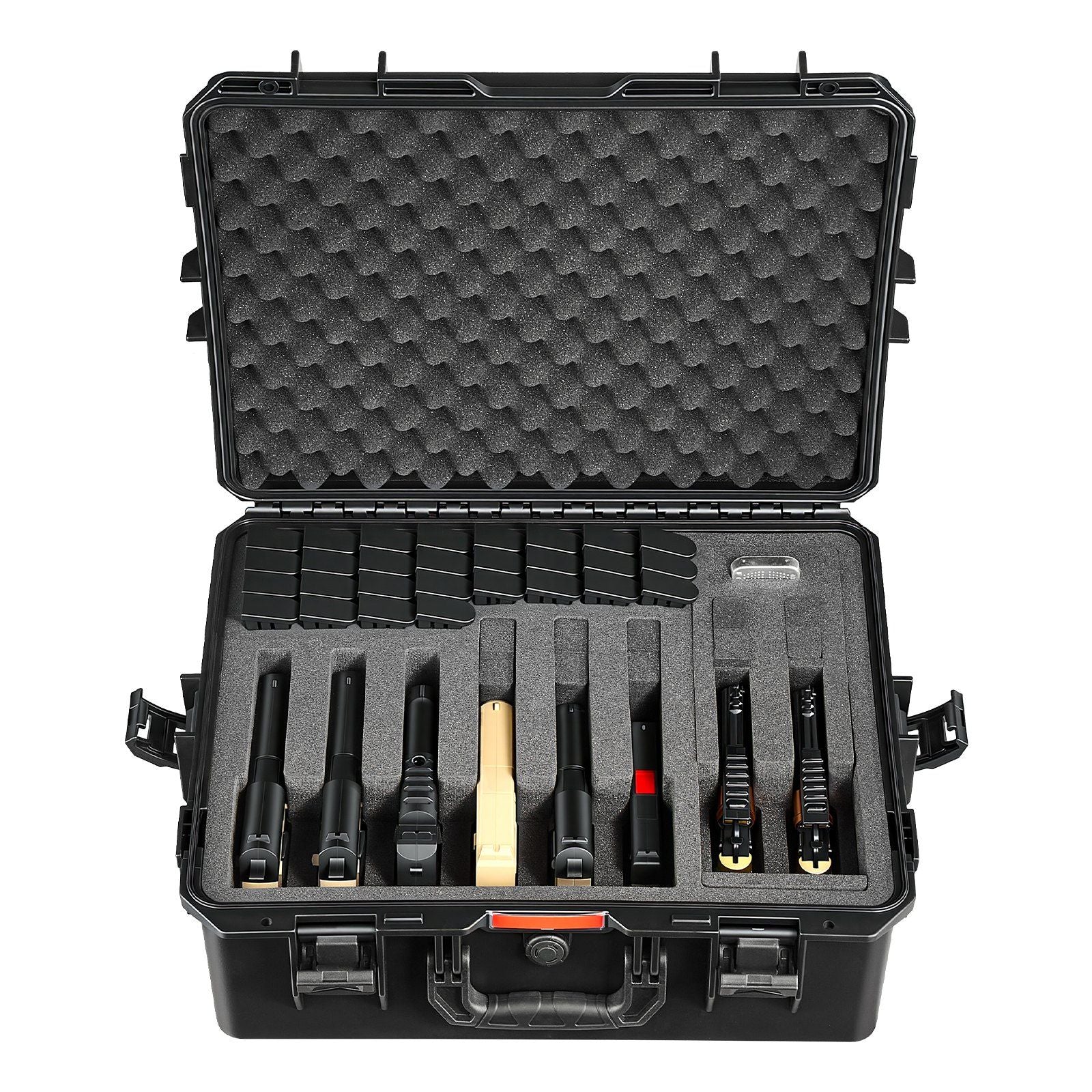 Hard Pistol Case, Heavy Duty Hard Gun Case with XPE Foam Lining, Waterproof Pistol Storage Box with Customizable Interior & Handle for Gun, Lenses, Camera, Gear, TSA Compliant, 556x455x225 mm