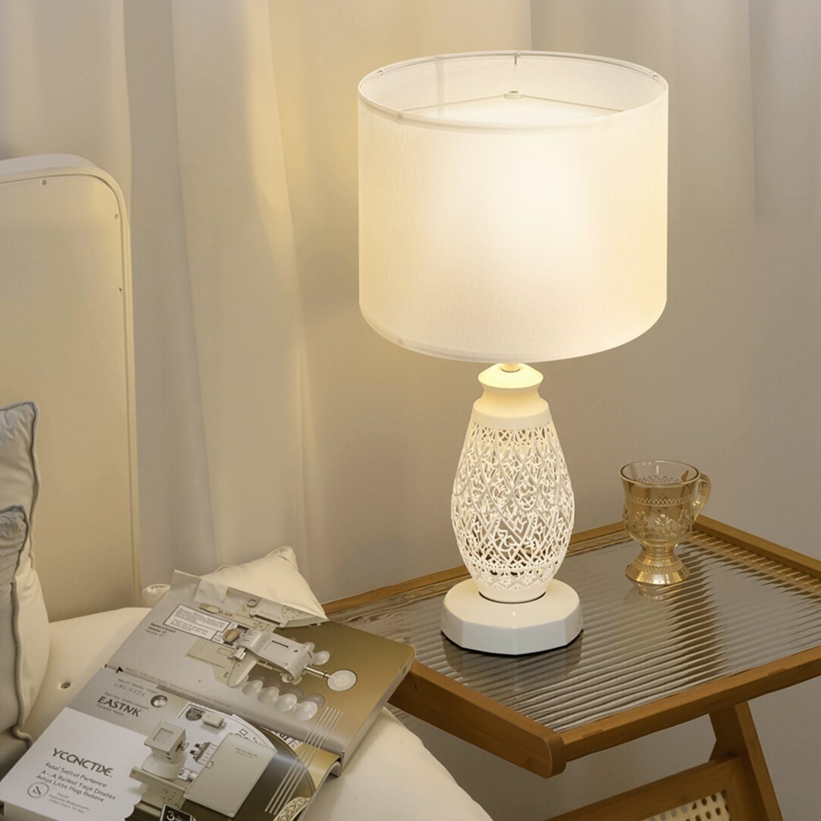 Drum Lamp Shade, 33 cm Top x 33 cm Bottom x 25 cm High, Medium Drum Linen Lampshade, Replacement Lamp Shade for Table Lamps Floor Lamps Pendant Lights, Easy Assembly Required (Off-white Linen)