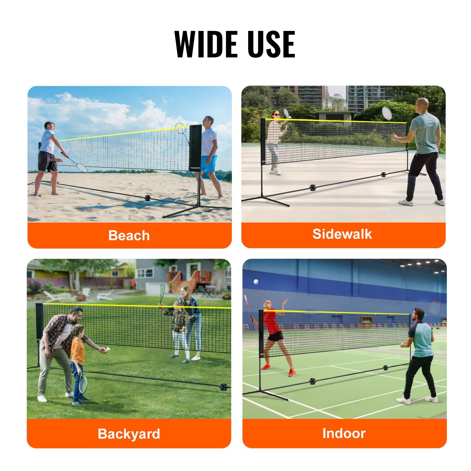 VEVOR 20ft Badminton Net Set Outdoor Portable Volleyball Pickleball Tennis Net
