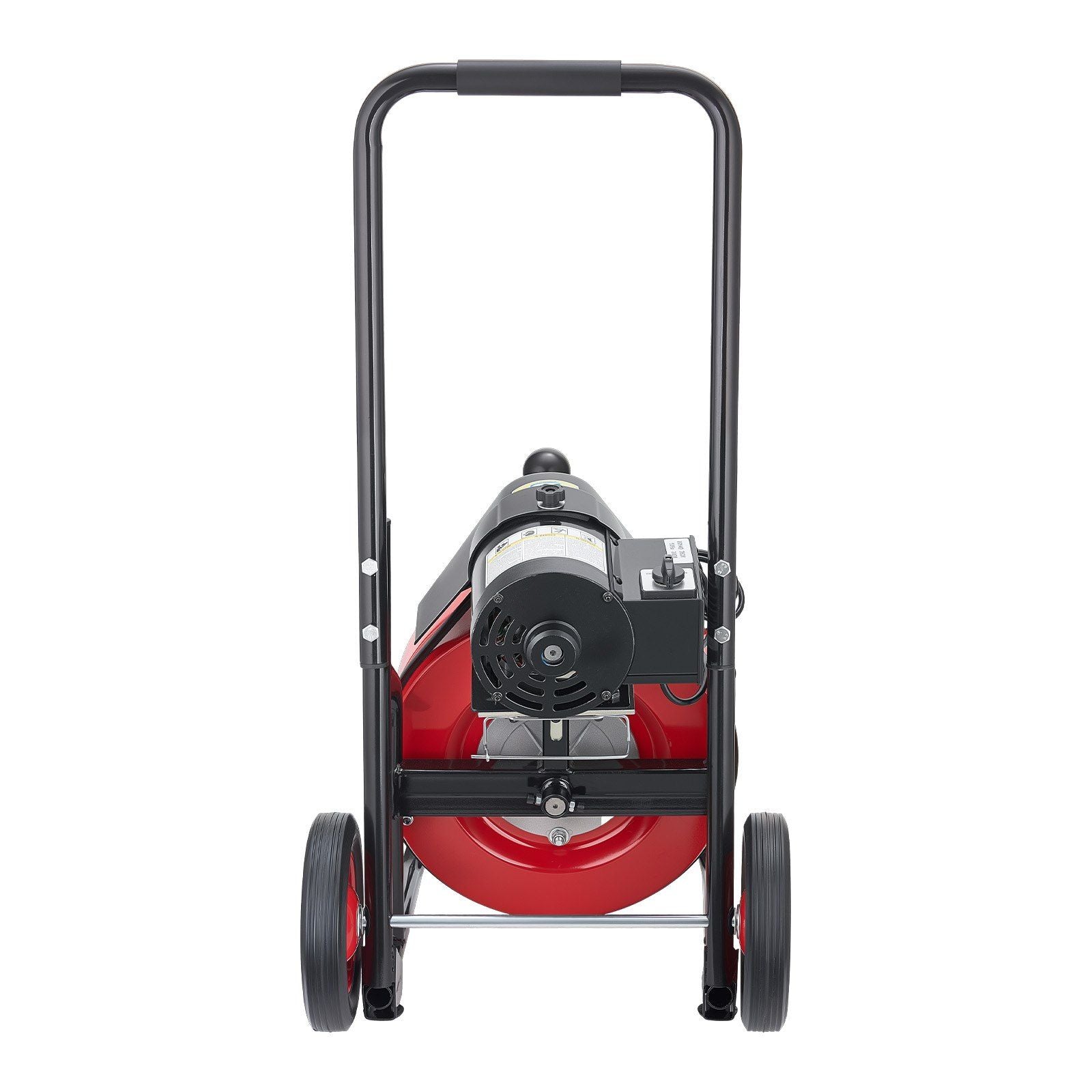 Drain Cleaner Machine 30m x 9.5mm, Auto Feed Sewer Snake Auger on Wheels, Portable Drain Cleaning Machine with 4 Cutters & Air-activated Foot Switch for 50mm to 100mm Pipes