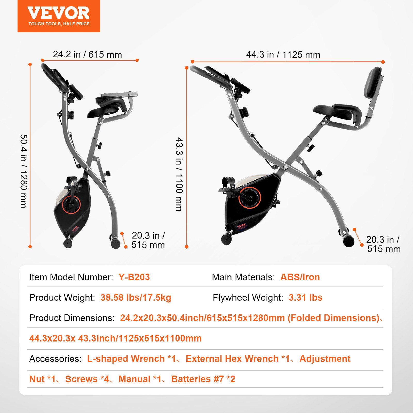 VEVOR Folding Exercise Bike, Foldable Fitness Stationary Bike, Adjustable Magnetic Resistance Stationary Bike, Upright Indoor Cycling Bike for Home Gym Workout, Comfortable Seat Cushion, LCD Monitor