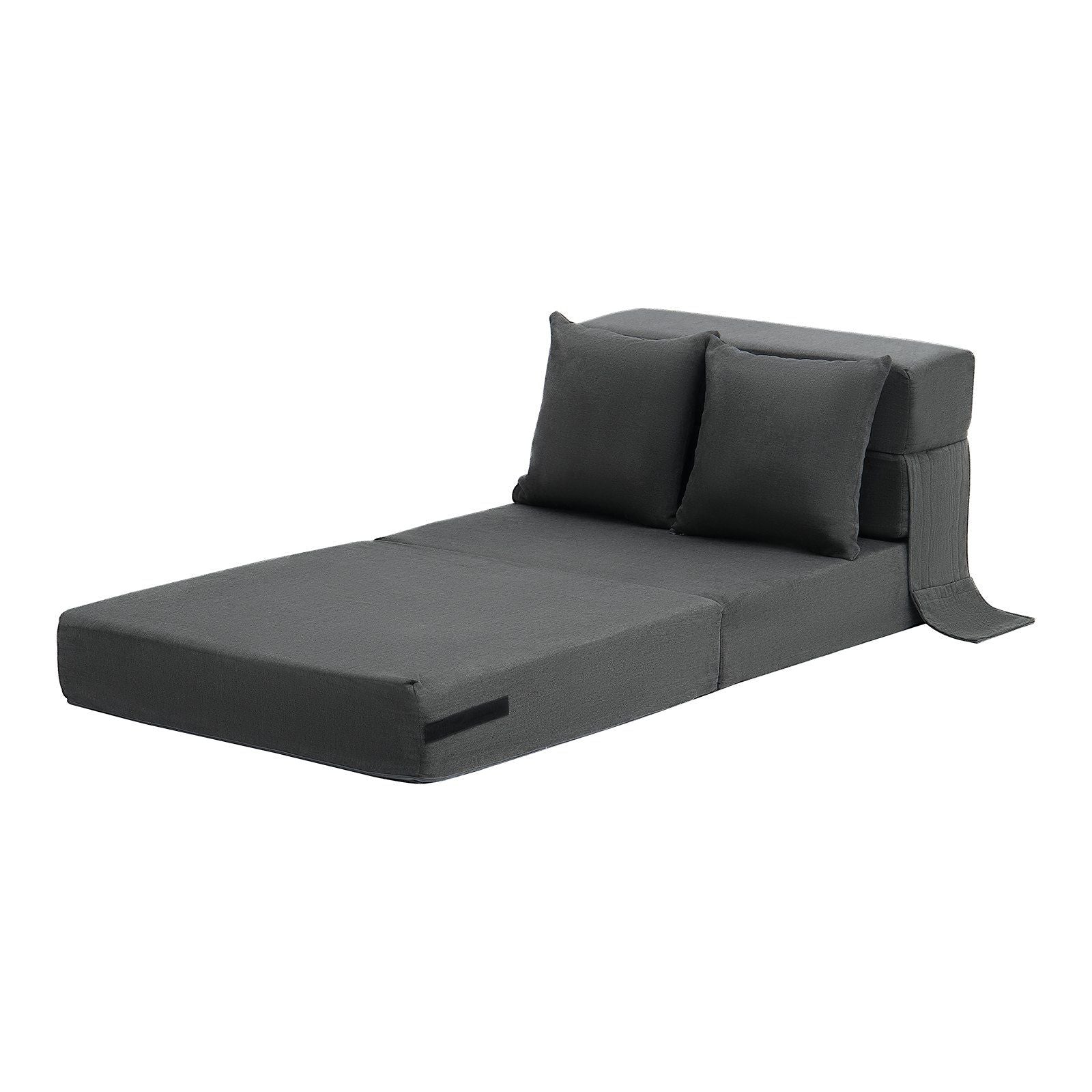 Folding Sofa Bed, 3-in-1 Foldable Couch Bed with 2 Pillows and Washable Cover, 25D High Density Memory Foam Convertible Sleeper Chair Bed, Futon Couch for Living Room, Bedroom, Dark Grey(Single)