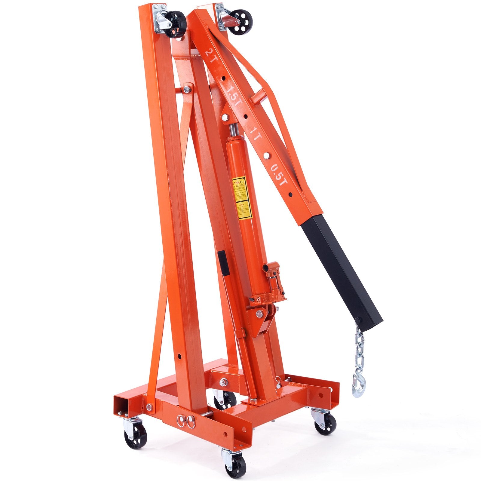 VEVOR Hydraulic Engine Hoist with Lever, 2000KG Heavy-duty Cherry Picker Shop Crane, Foldable Engine Crane and Engine Hoist leveler for Auto Repair, Motors, Weights Lifting, Loading