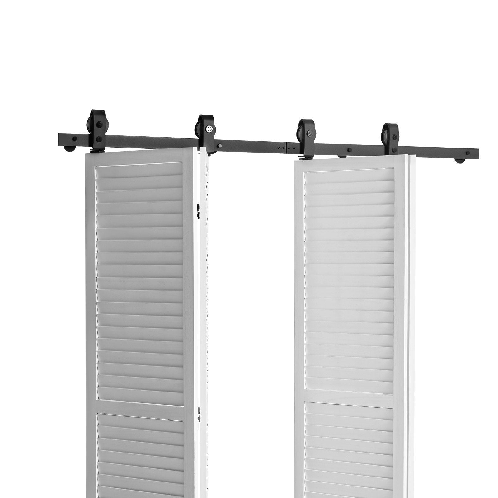 Bi-Folding Sliding Barn Door Hardware Track Kit, 76" Top Mount Track Kit, Slide Smoothly & Quietly, Heavy Duty, Easy to Install, Suitable for Four 18" Closet Pantry Laundry Doors (Not Included)