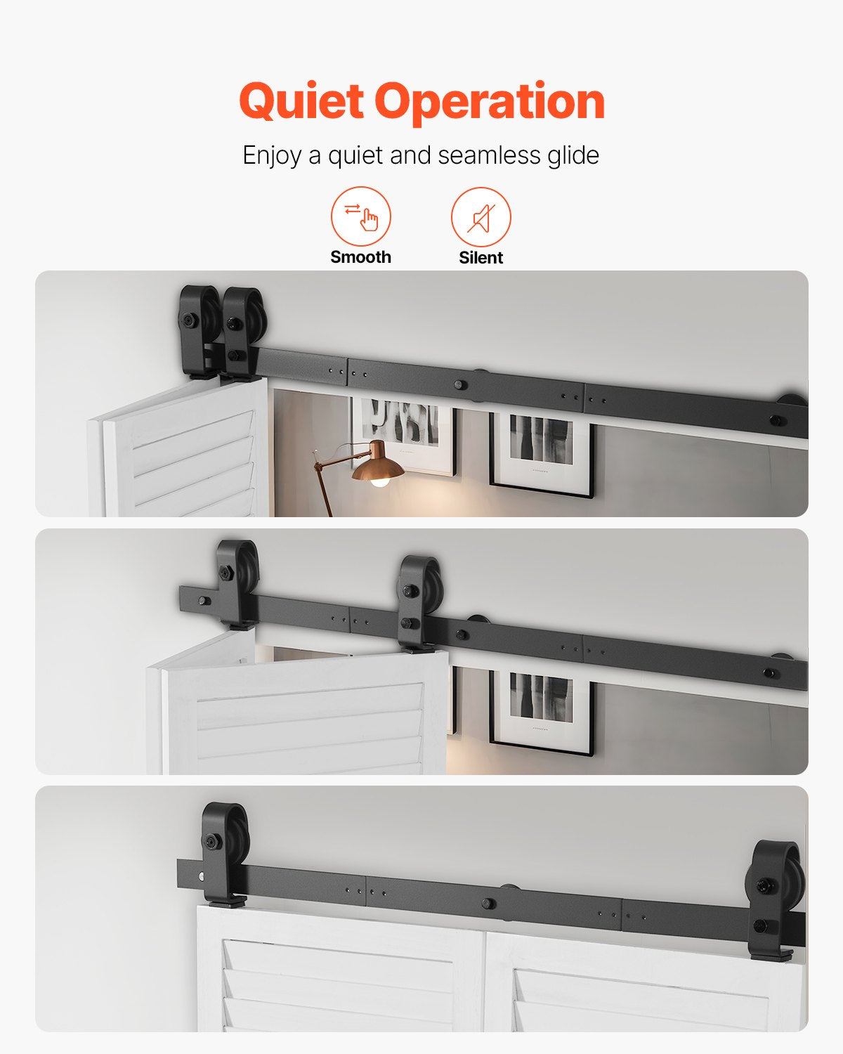 VEVOR Bi-Folding Sliding Barn Door Hardware Track Kit 40" for Two 18" Doors