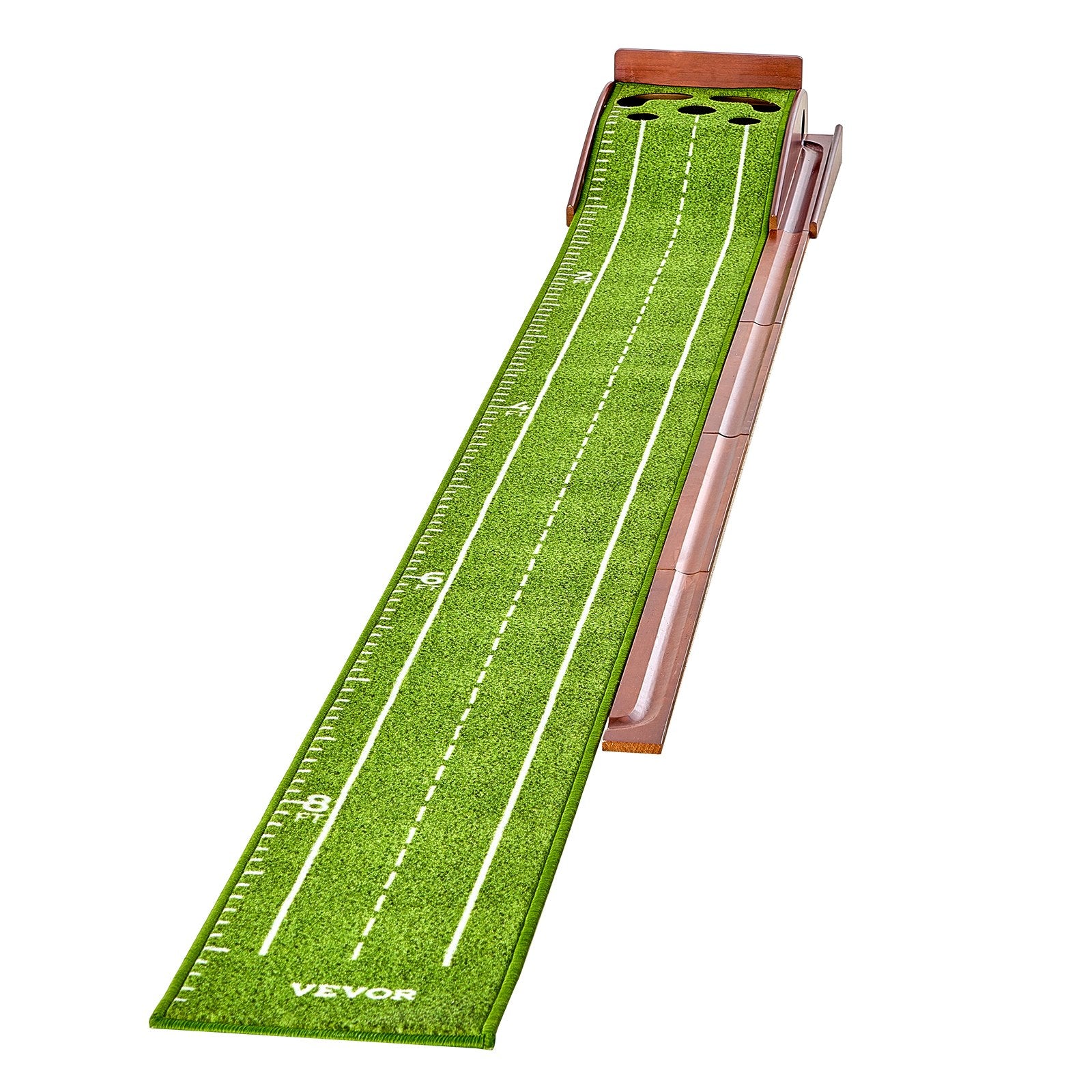 VEVOR Golf Putting Mat, 5 Hole Indoor Golf Putting Green, Wrinkle-Free Golf Training Aid, Mini Golf Set with Auto-Ball Return, Alignment Guide, 3 Ball, Wood Base, Game Practice Gift for Home Offic