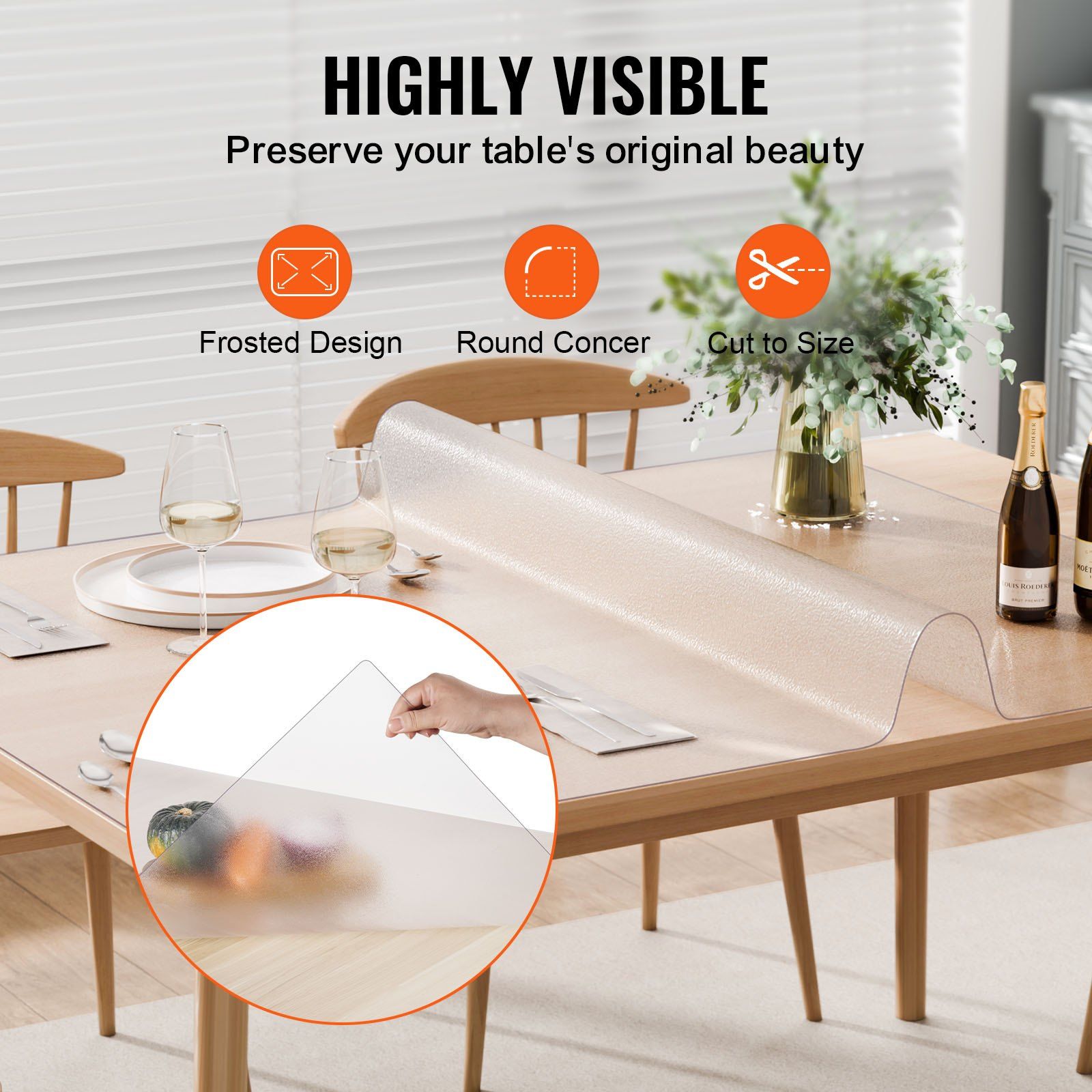 Plastic Table Cover, 24 x 48 Inch 1.5 mm Thick Frosted Table Protector, Rectangle PVC Desk Mat, Waterproof & Easy Cleaning Desk Pad Tablecloth, for Office Dresser Dining Room Table Night Stand