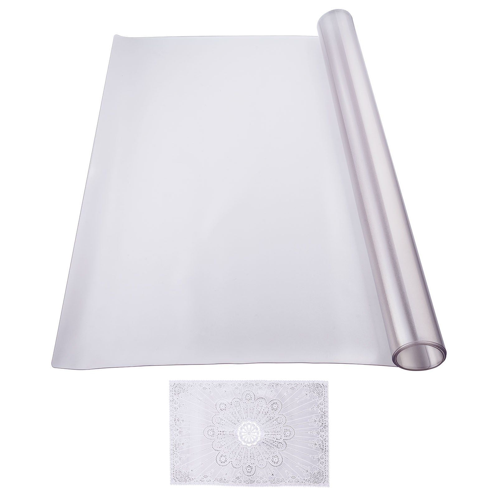 Plastic Table Cover, 24 x 48 Inch 1.5 mm Thick Frosted Table Protector, Rectangle PVC Desk Mat, Waterproof & Easy Cleaning Desk Pad Tablecloth, for Office Dresser Dining Room Table Night Stand
