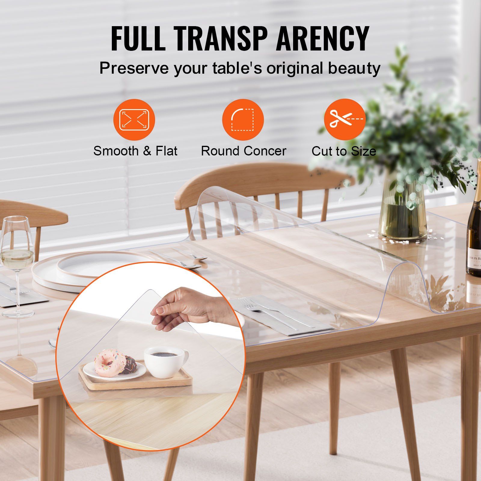 Plastic Table Cover, 30 x 60 Inch 1.5 mm Thick Clear Table Protector, Rectangle PVC Desk Mat, Waterproof & Easy Cleaning Desk Pad Tablecloth, for Office Dresser Dining Room Table Night Stand