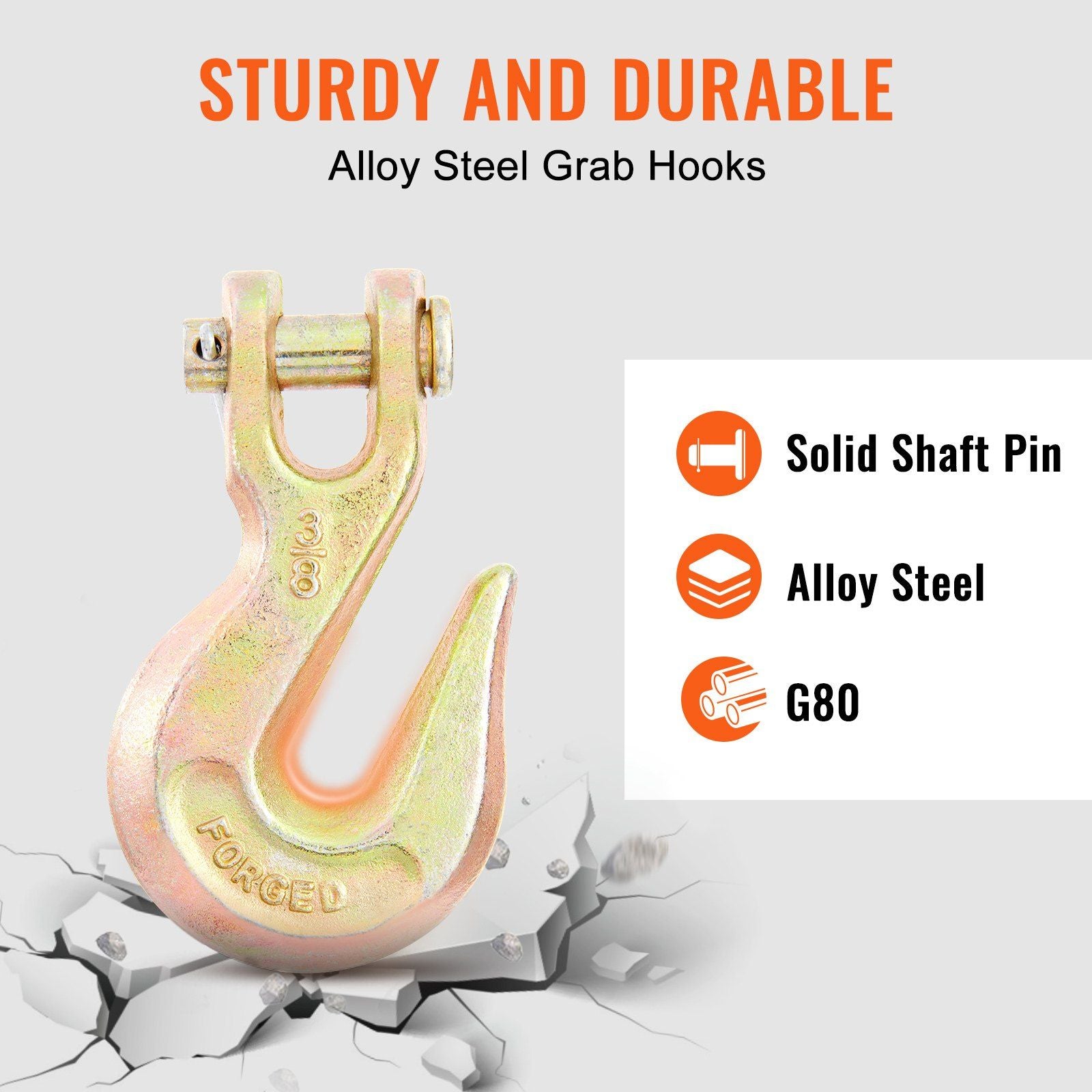Transport Binder Chain, 3220 kg Working Load Limit, 3/8''x20' G80 Tow Chain Tie Down with Grab Hooks, DOT Certified, Galvanized Coating Manganese Steel for Dock Factory Construction Site, 2 Pack