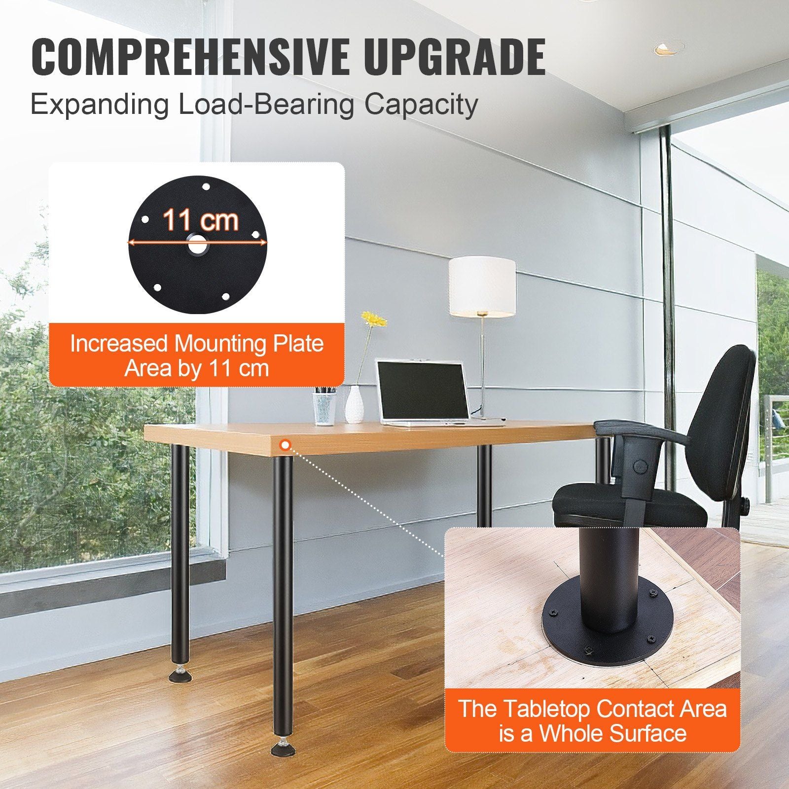 762MM Adjustable Desk Legs, Reinforced Steel Office Table Furniture legs Set of 4 for DIY, 544.3KG Load Capacity Heavy Duty Desk Legs, Quick Instalation Legs with Adjustable Foot Cup Black