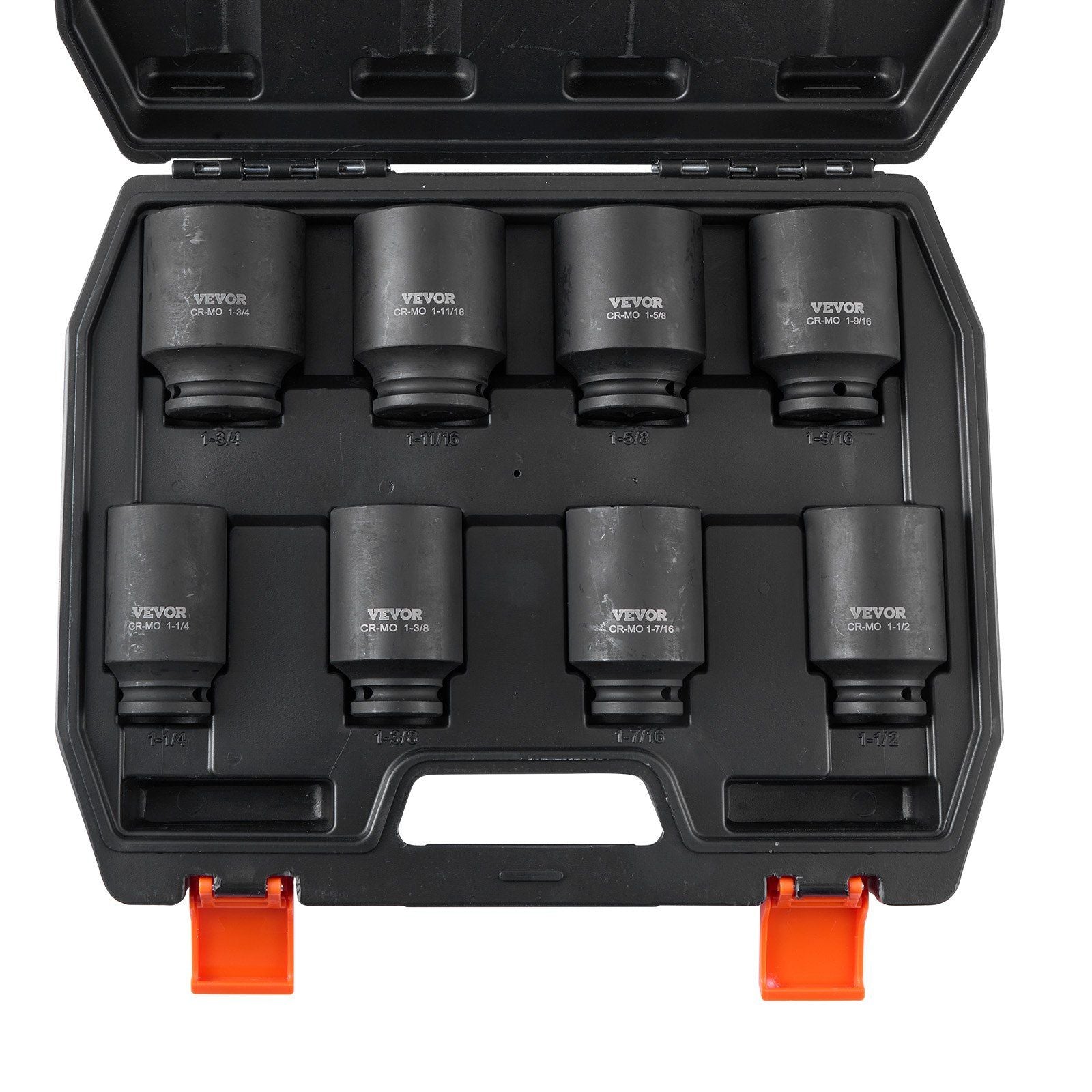 Axle Nut Impact Socket Set, 1/2" Drive Deep 6-Point 8-Piece SAE Spindle Nut Socket Set, CR-MO Heat Treated Large Socket Set with Storage Case, for Auto Repair, Removing or Installing Axle Nuts