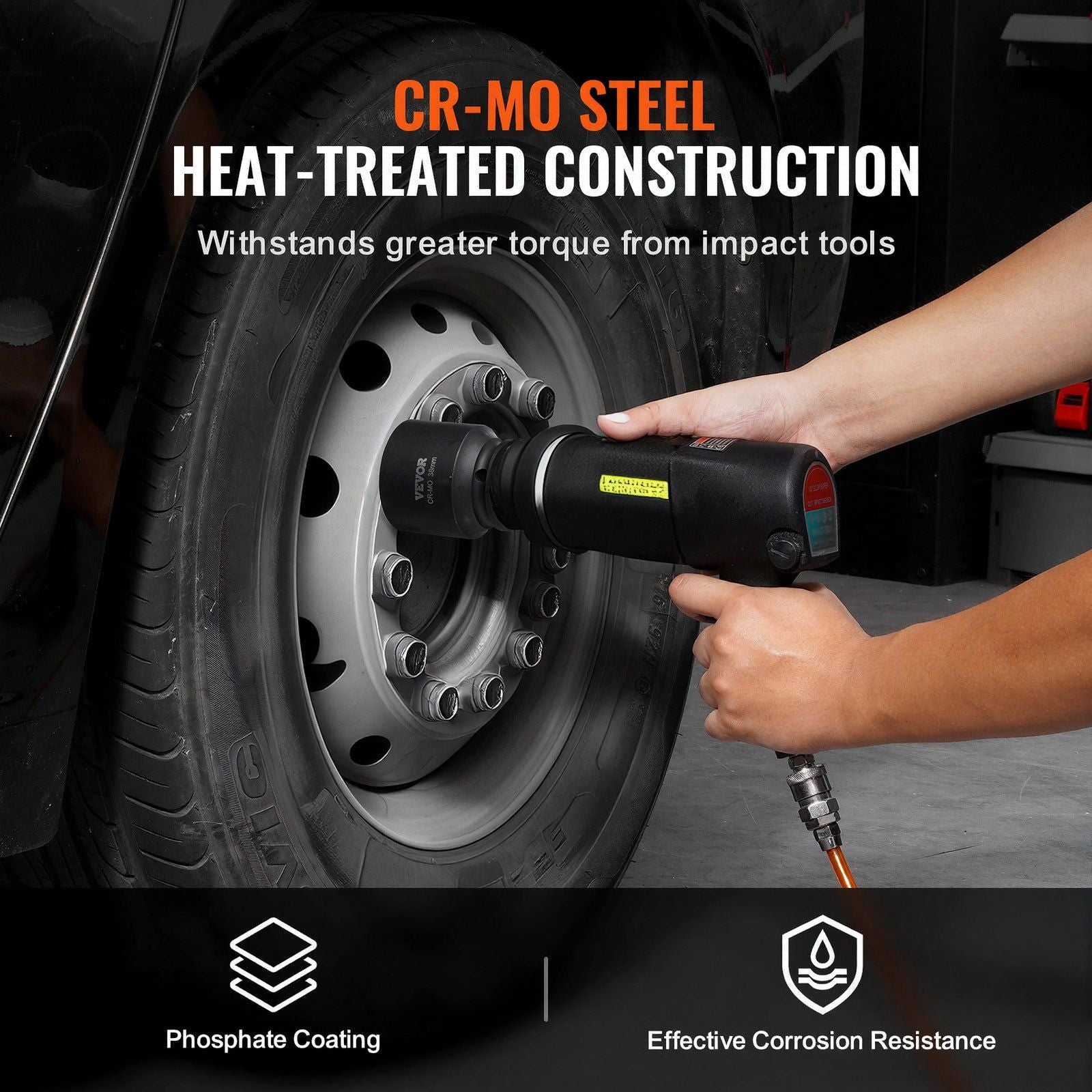 Axle Nut Impact Socket Set, 3/4" Drive 6-Point 8-Piece Metric Spindle Nut Socket Set, CR-MO Heat Treated Large Socket Set with Storage Case, for Auto Repair, Removing or Installing Axle Nuts
