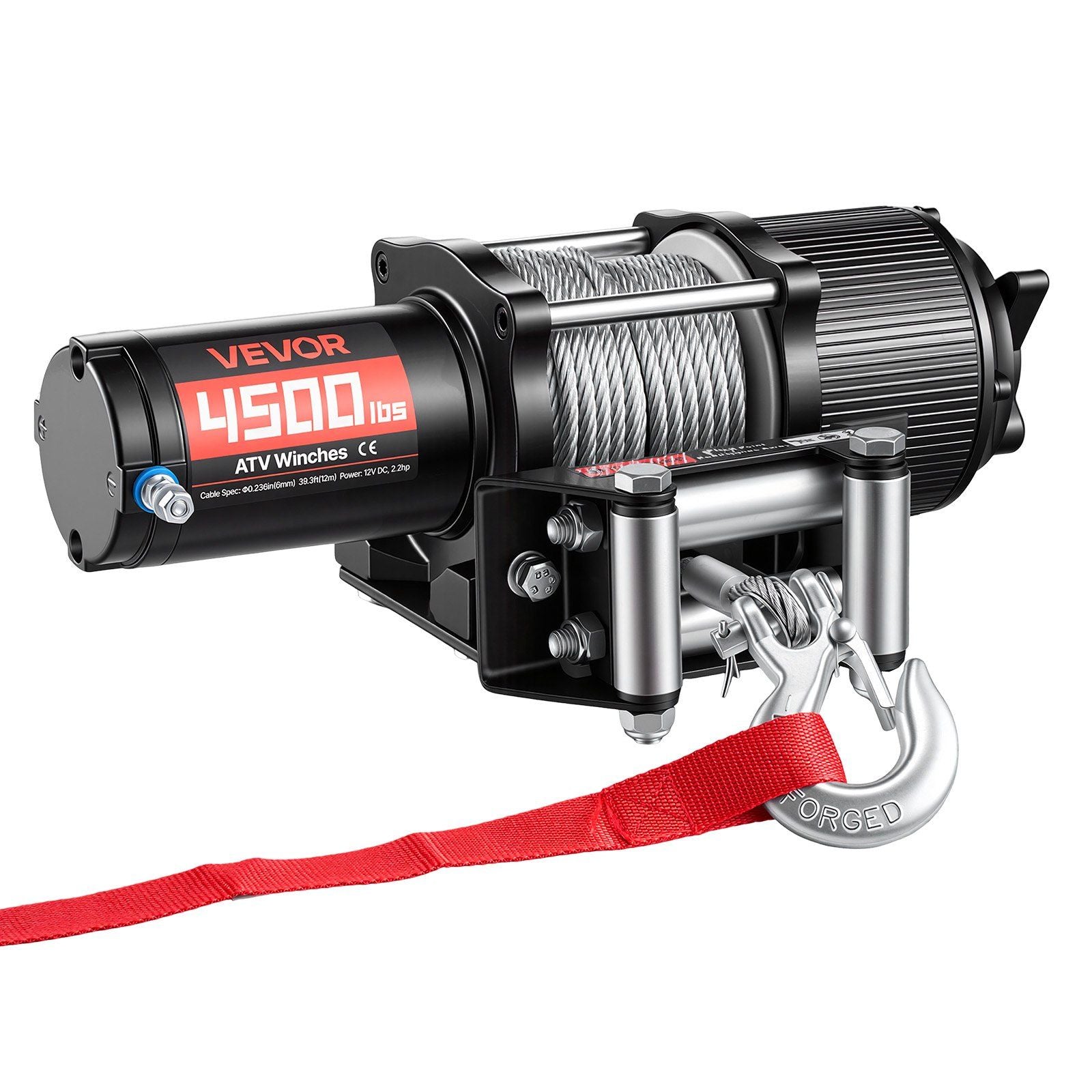 2041 kg Electric Winch, 12V DC ATV/UTV Winch with Φ6 mm x 12 m Steel Wire Rope, Wireless & Wired Remote Control, IP54 Waterproof, Roller Fairlead Mount Plate for Towing ATV UTV Off-Road