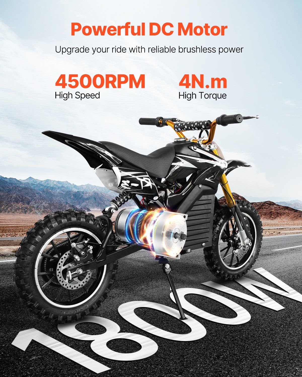1800W Electric Brushless DC Motor Kit - 48V 4500rpm Motor with Upgraded Speed Controller and Throttle Grip Kit for Go Karts E-Bike Motorcycle Scooter DIY
