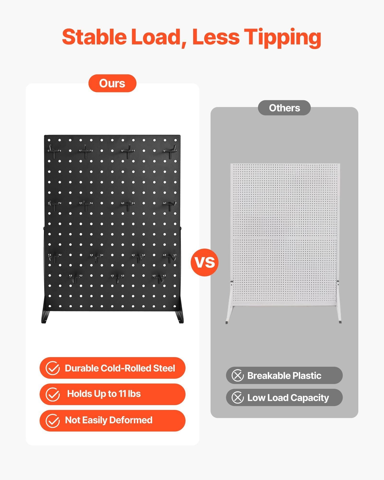 Pegboard Display Stand, 43 x 33 cm Tabletop Pegboard Display Stand with 15 Hooks, Thickened Cold-Rolled Steel Peg Board Panel for Grocery, Retail Store and Jewelry Shop, Black (1 PCS)
