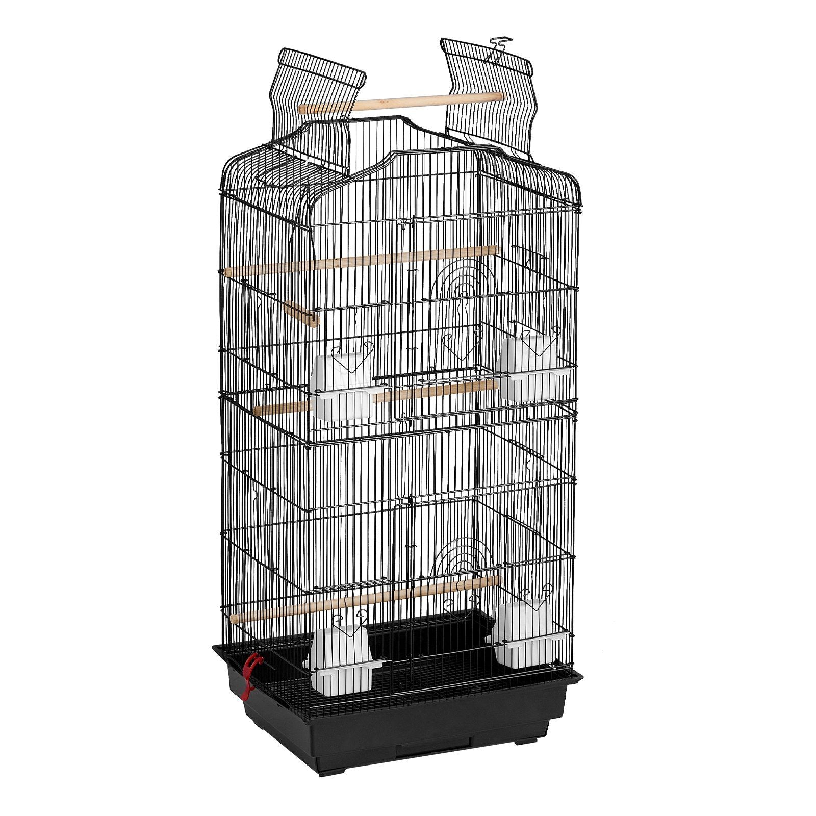 Large Bird Cage, 62 in, Open Top Parakeet Cage with Rolling Stand, Steel Bird Flight Cage with Removable Tray, Budgie Birdcage with 4 Perches, Parrot Cage for Lovebirds Cockatiels Pet Toy