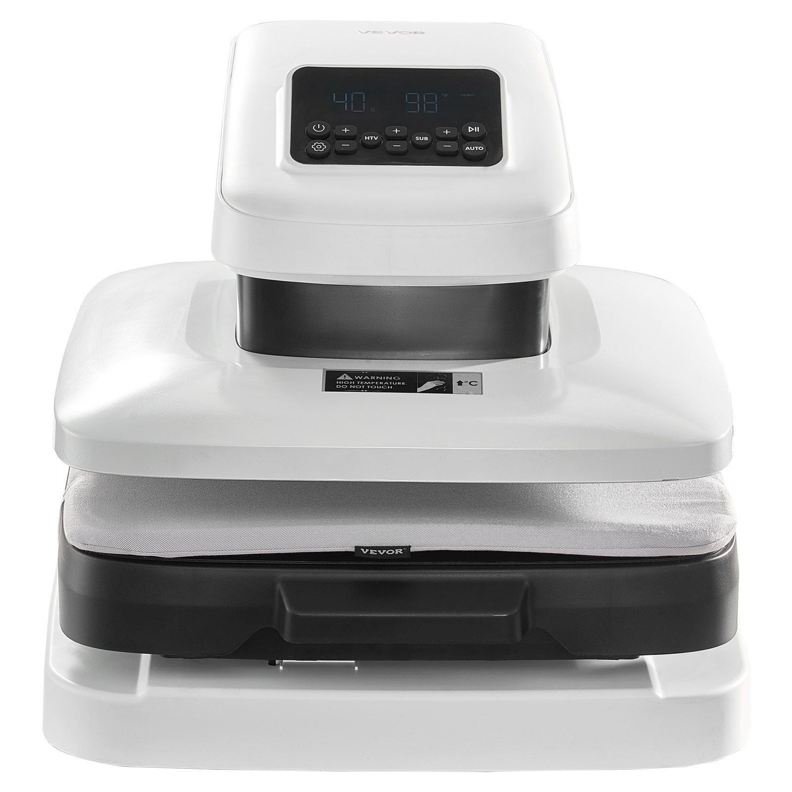 Auto Heat Press Machine, 38 x 38 cm, T-Shirt Press Machine with Auto Release and Adjustable Pressure, Digital Display, Rapid Heating, for Sublimation, Vinyl, Heat Transfer Projects, White