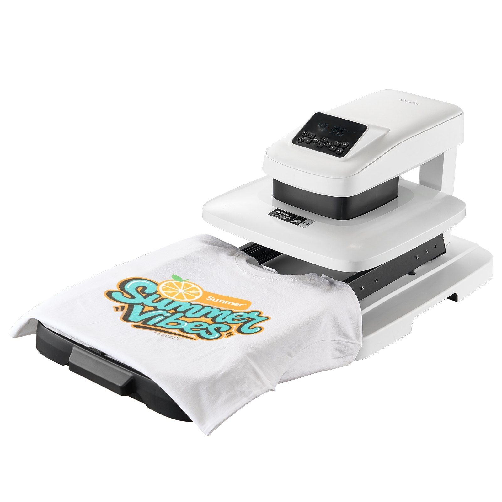 Auto Heat Press Machine, 38 x 38 cm, T-Shirt Press Machine with Auto Release and Adjustable Pressure, Digital Display, Rapid Heating, for Sublimation, Vinyl, Heat Transfer Projects, White