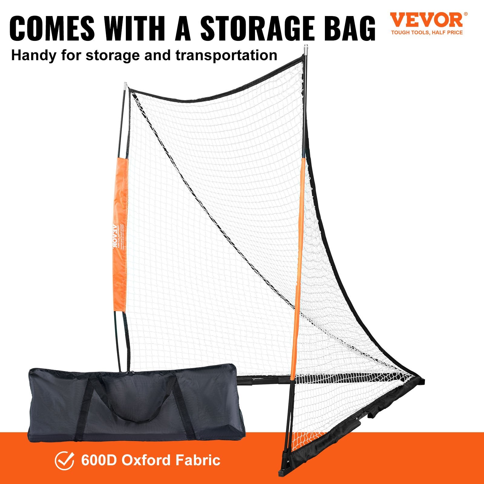 VEVOR Lacrosse Goal, 1.8mx1.8m Lacrosse Net, Portable Lacrosse Goal with Carry Bag, Fiberglass Rod Backyard Lacrosse Training Equipment, Easy Setup Collegiate Goal, Perfect for Youth Adult Training