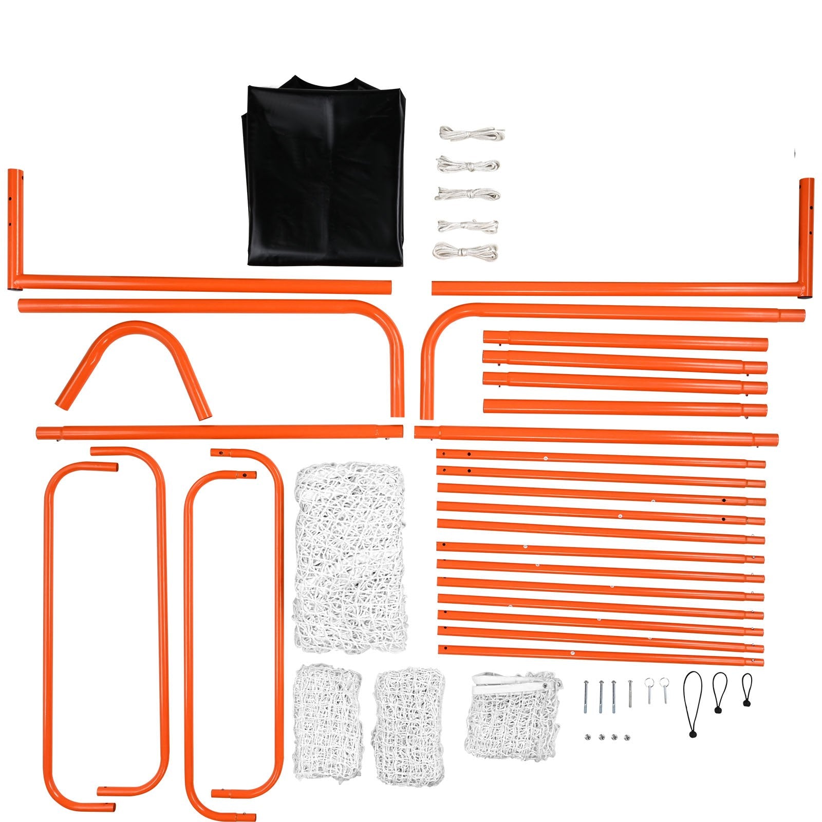VEVOR 3-IN-1 Lacrosse Goal with Backstop and Target,3.7mx2.7m Lacrosse Net, Steel Frame Backyard Lacrosse Rebounder Equipment, Quick & Easy Setup Training Net, Perfect for Youth Adult Training, Orange