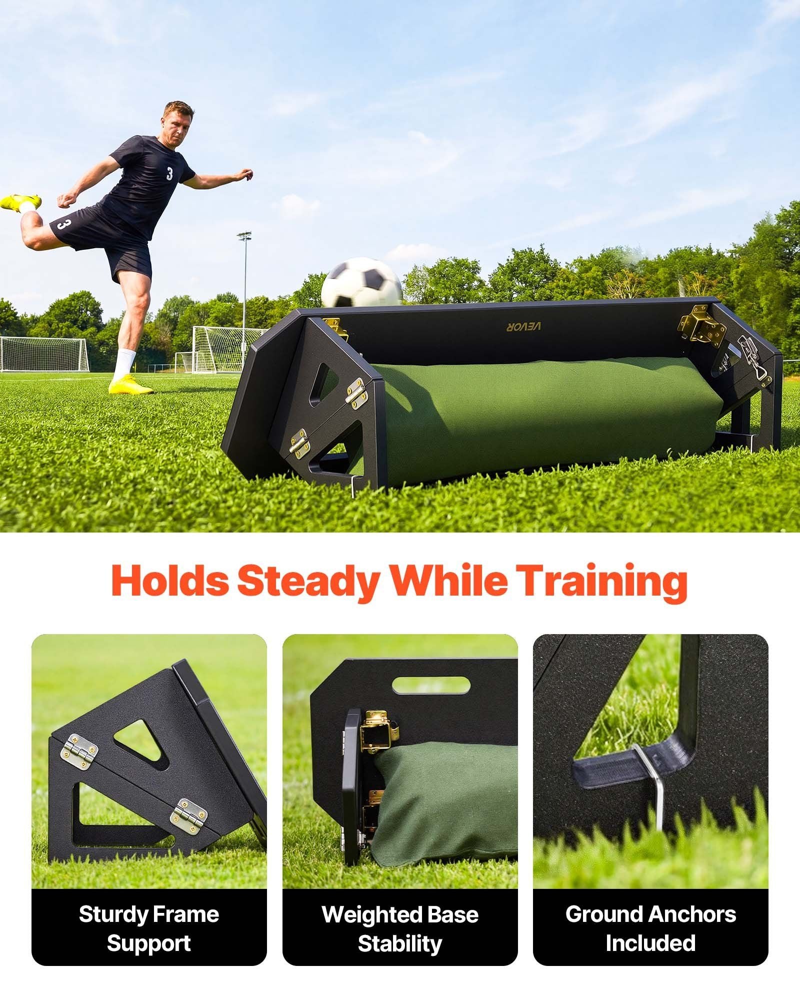 Soccer Rebounder Board, 1000 x 300 mm Portable Soccer Rebound Wall, HDPE Sports Kick Back Trainer, 3 Adjustable Angles, Easy Setup Ball Practice Training Equipment for Passing & Reaction Skills