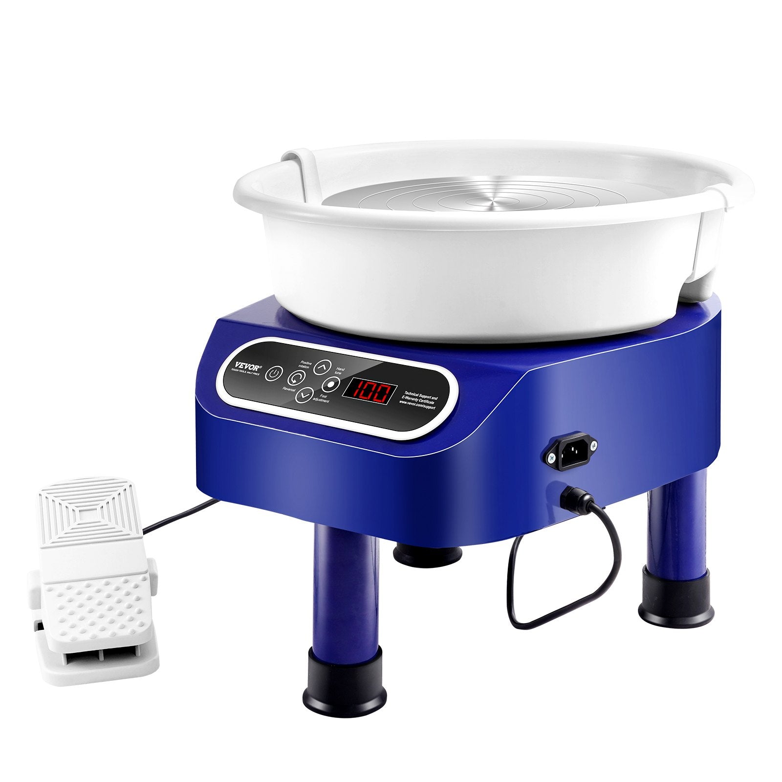 VEVOR Pottery Wheel, 10 inch Pottery Forming Machine, 350W Electric Wheel for Pottery with Foot Pedal and LCD Touch Screen, Direct Drive Ceramic Wheel with 3 Support Legs for DIY Art Craft, Blue