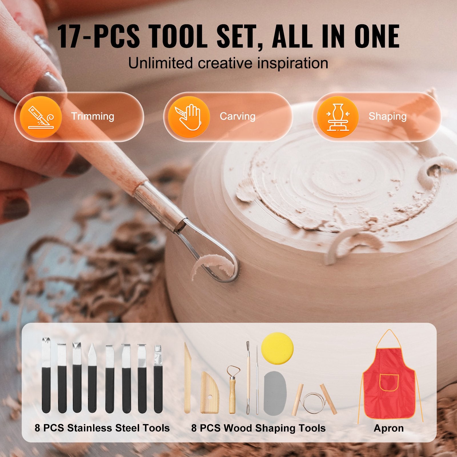 VEVOR Pottery Wheel, 11 inch Pottery Forming Machine, 450W Electric Wheel for Pottery with Foot Pedal and LCD Touch Screen, Direct Drive Ceramic Wheel with 3 Support Legs for DIY Art Craft, White