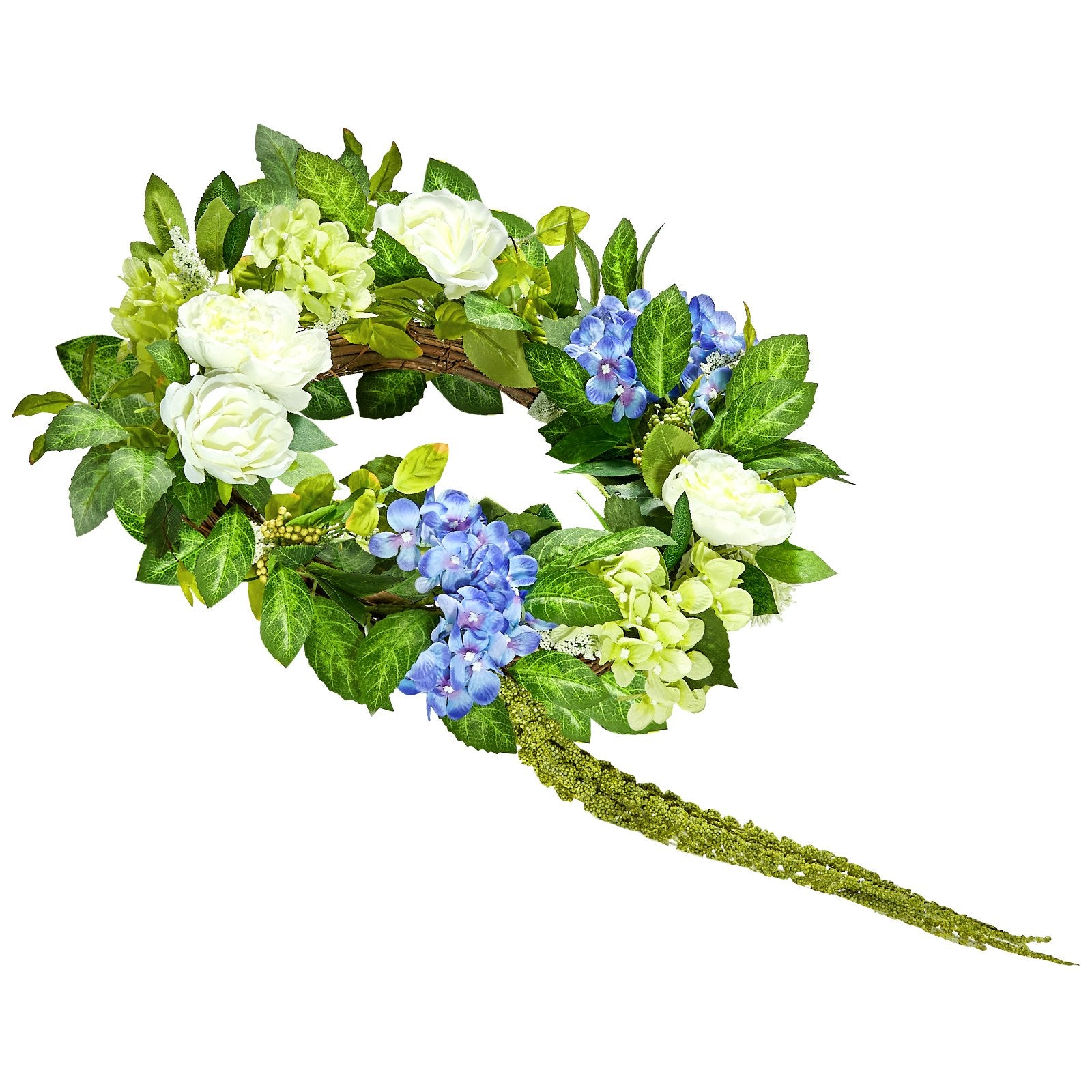 VEVOR Artificial Decorative Wreath 58.42 cm Blue White Green Hydrangeas Roses