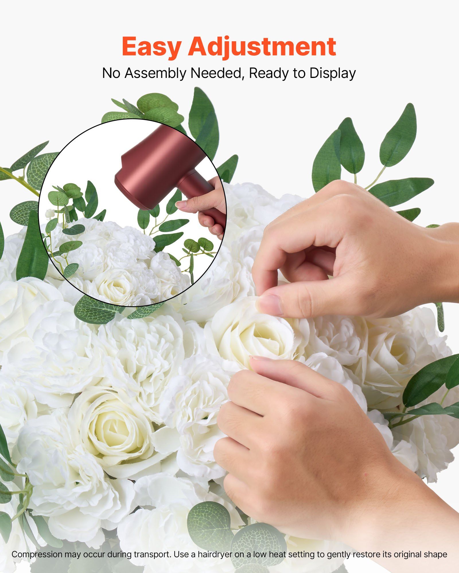 Flower Balls Arrangement Bouquet 10 PCS, 450 mm Diameter Artificial Flower Balls Wedding White Roses Centerpieces, Faux Flowers Arrangements for Wedding Centerpiece Home Table Decorations
