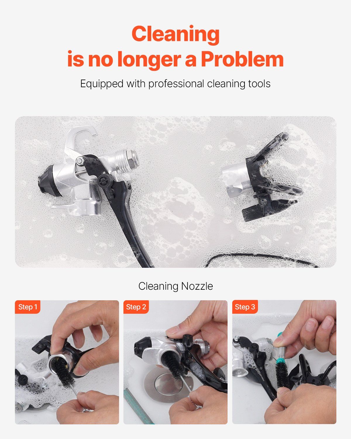 Stand Airless Paint Sprayer, 650W High Efficiency Airless Sprayer, 3000PSI Electric Paint Sprayer Machine Extension Rod and Cleaning Kits for Interior and Exterior Furniture/Fence/Home/House