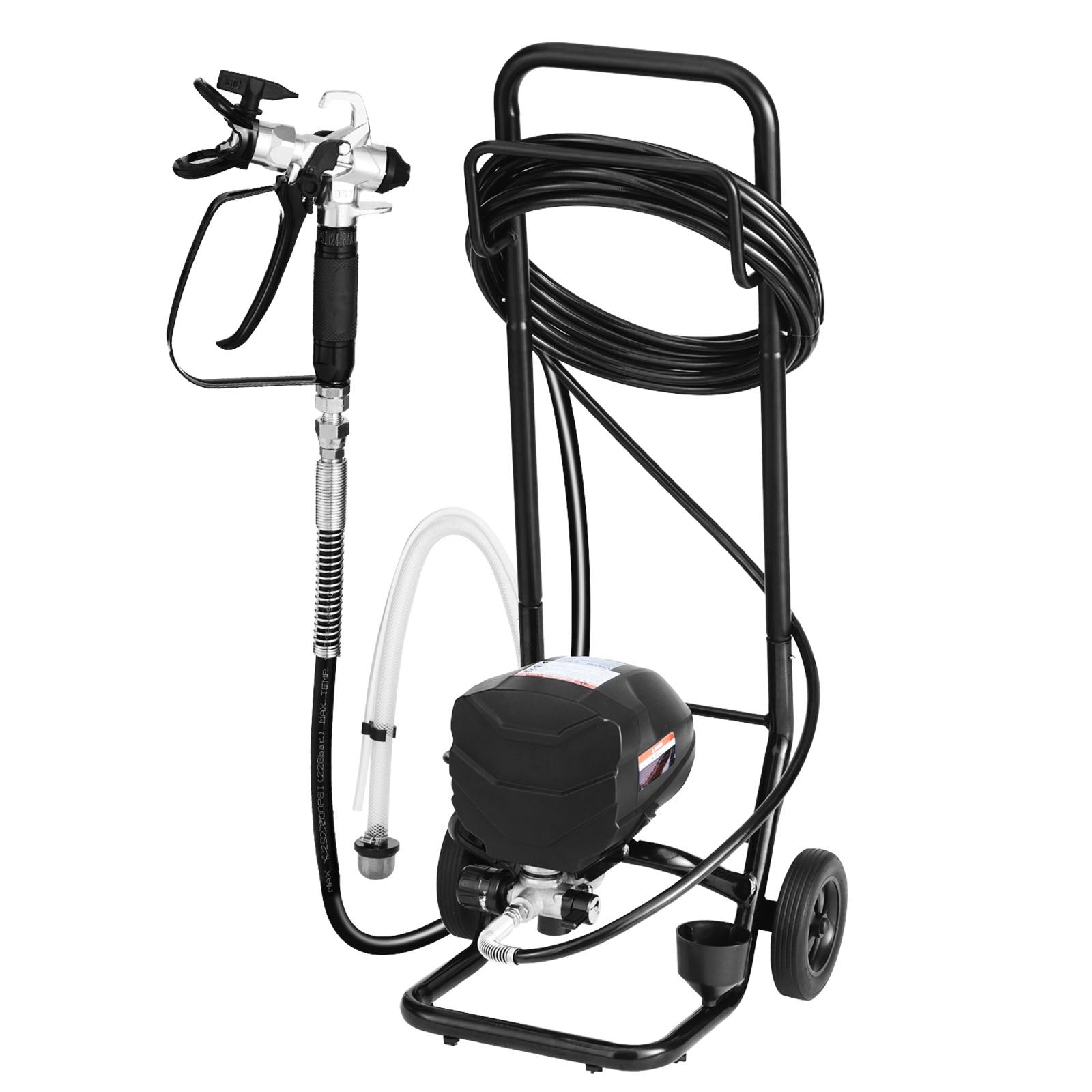 VEVOR Stand Airless Paint Sprayer, 650W, 3000PSI High Pressure Airless Sprayer with Cart, Cleaning Brush, Hose, Extension Rod, Nozzles, Electric Spray Paint Machine for House Exterior and Interior