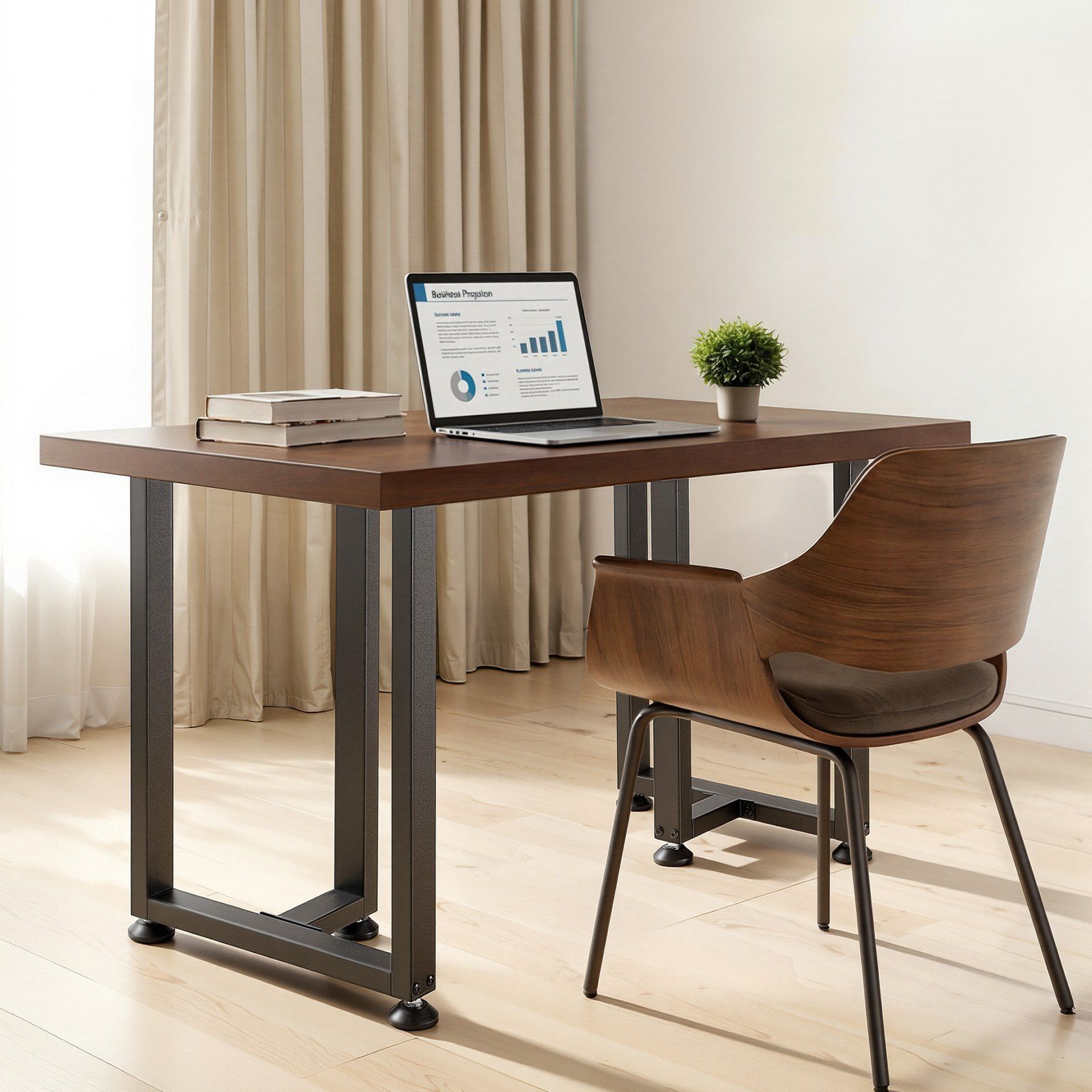 Table Legs, 740 x 450 mm (H x W) Square T Shape Steel Furniture Legs, Modular Design, Easy Assembly, 1000 kg Max Load Heavy Duty, for Home Office Desk, Dinner Table, Workbench, Set of 2, Black
