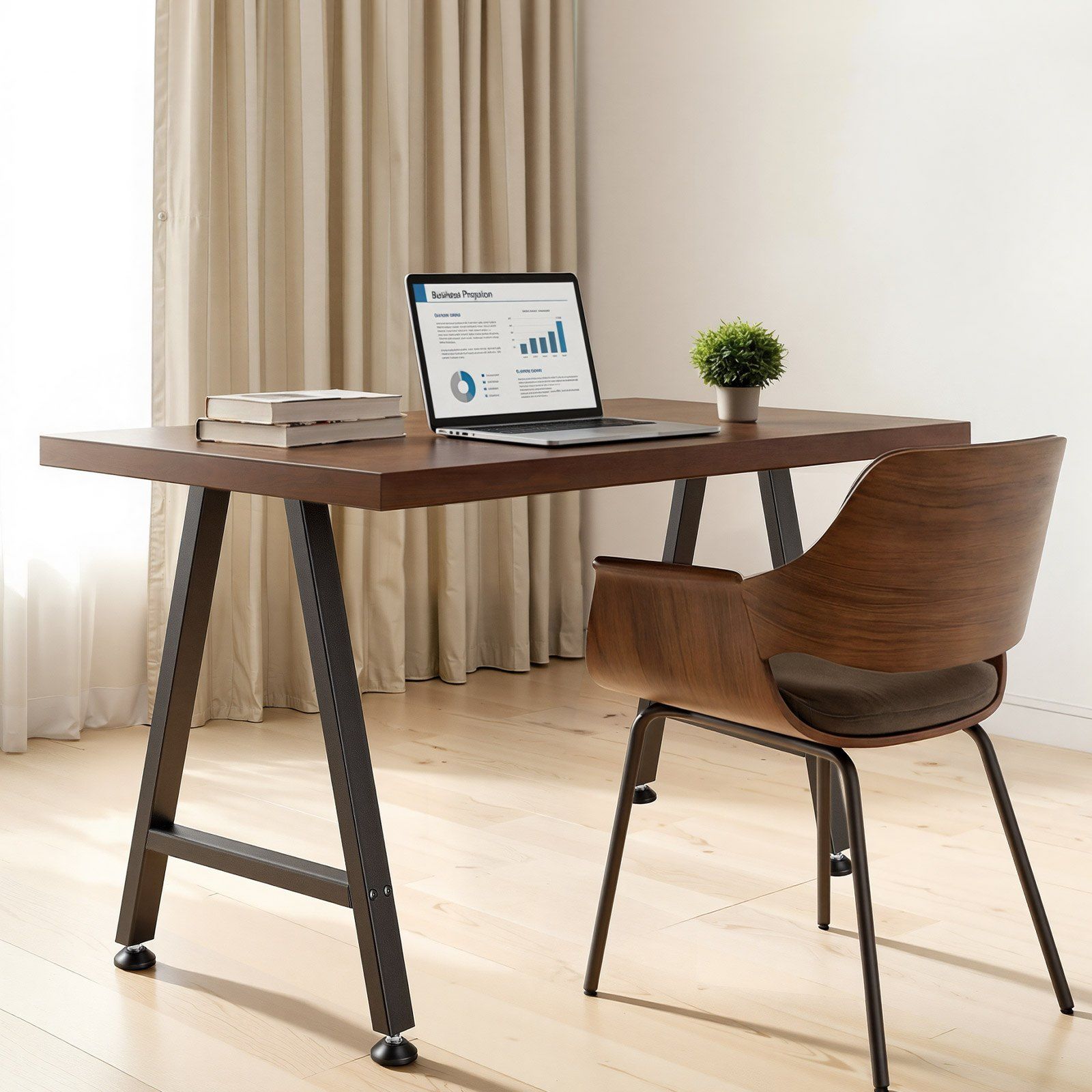 Table Legs, 740 x 550 mm (H x W) Trapezoid Steel Furniture Legs, Modular Design, Easy Assembly, 1000 kg Max Load Heavy Duty, for Home Office Desk, Coffee Dinner Bar Tables,Set of 2, Black